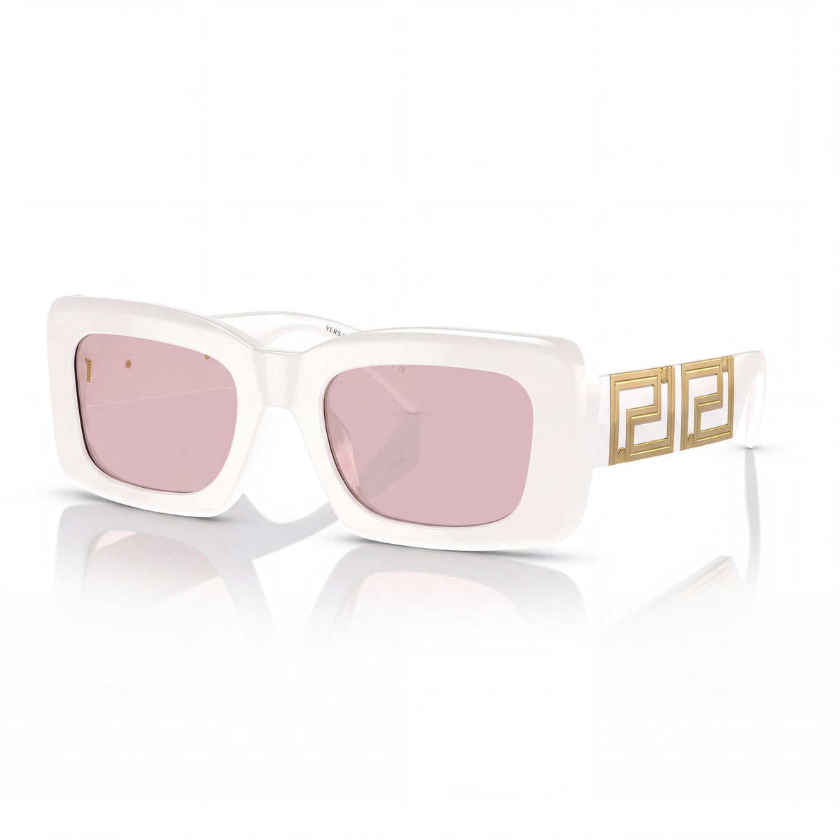 Versace 314/5 Unisex White Light Pink Plastic Frame Pink Lens 100% UV Protection 54mm Sunglasses, Photo 1