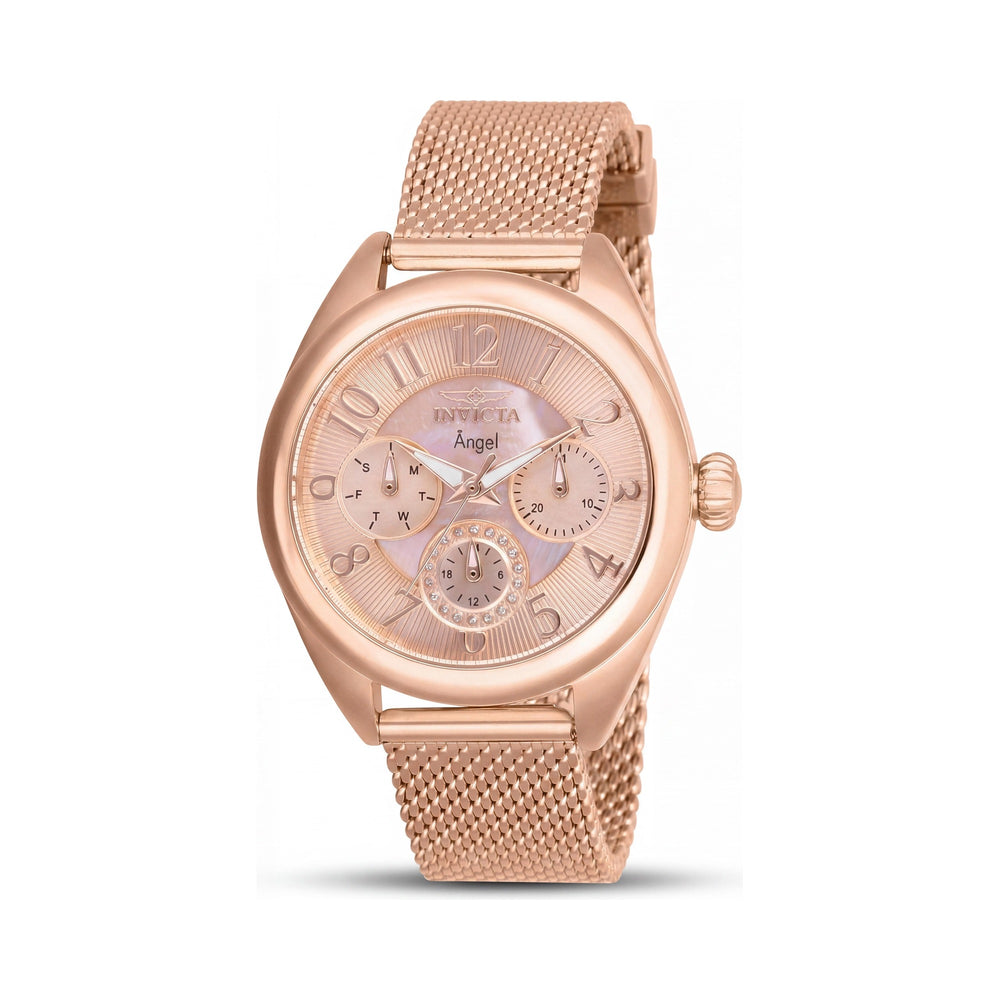 Invicta Angel Collection 27454 Reloj de cuarzo para mujer, acero inoxidable oro rosa de 35 mm, resistente al agua