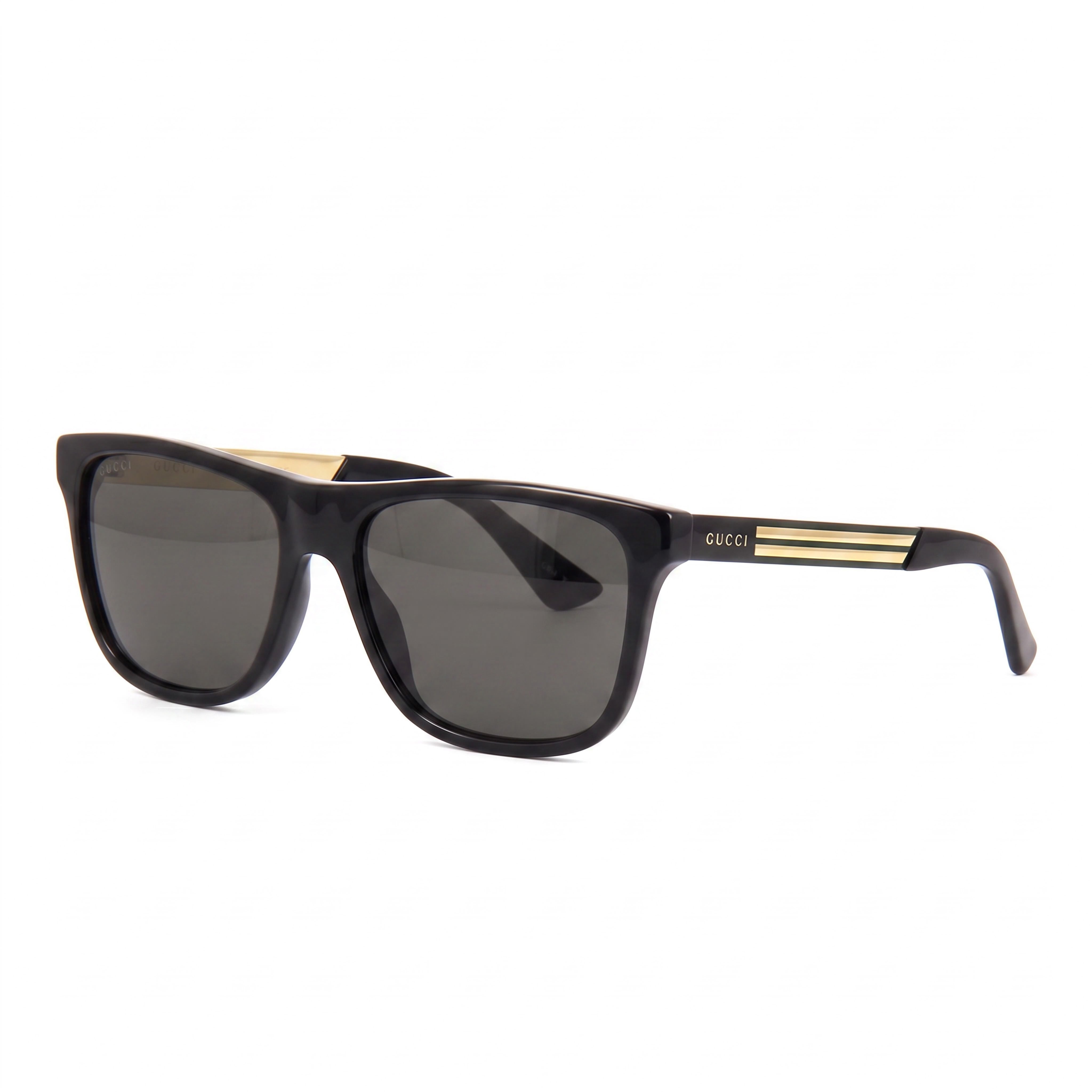 Gafas de sol Gucci con logotipo de Gucci para mujer, cuadradas, negras, de plástico, con lentes gris oscuro y protección UV, 57 mm, Photo 1