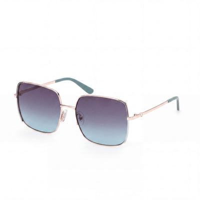 GUESS GU00194 Style Women's Pale Gold Metal Frame Sunglasses with Gradient Blue Lenses & UV 400 Protection (58mm)