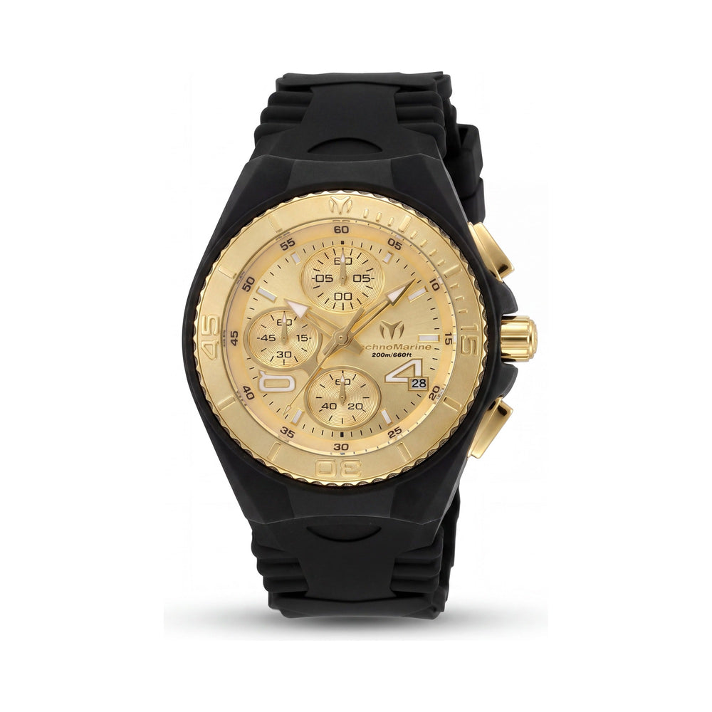 Reloj Unisex Technomarine Cruise TM-125001 de Cuarzo, Acero Inoxidable, Esfera Dorada, Correa de Silicona, Cronógrafo, 40mm
