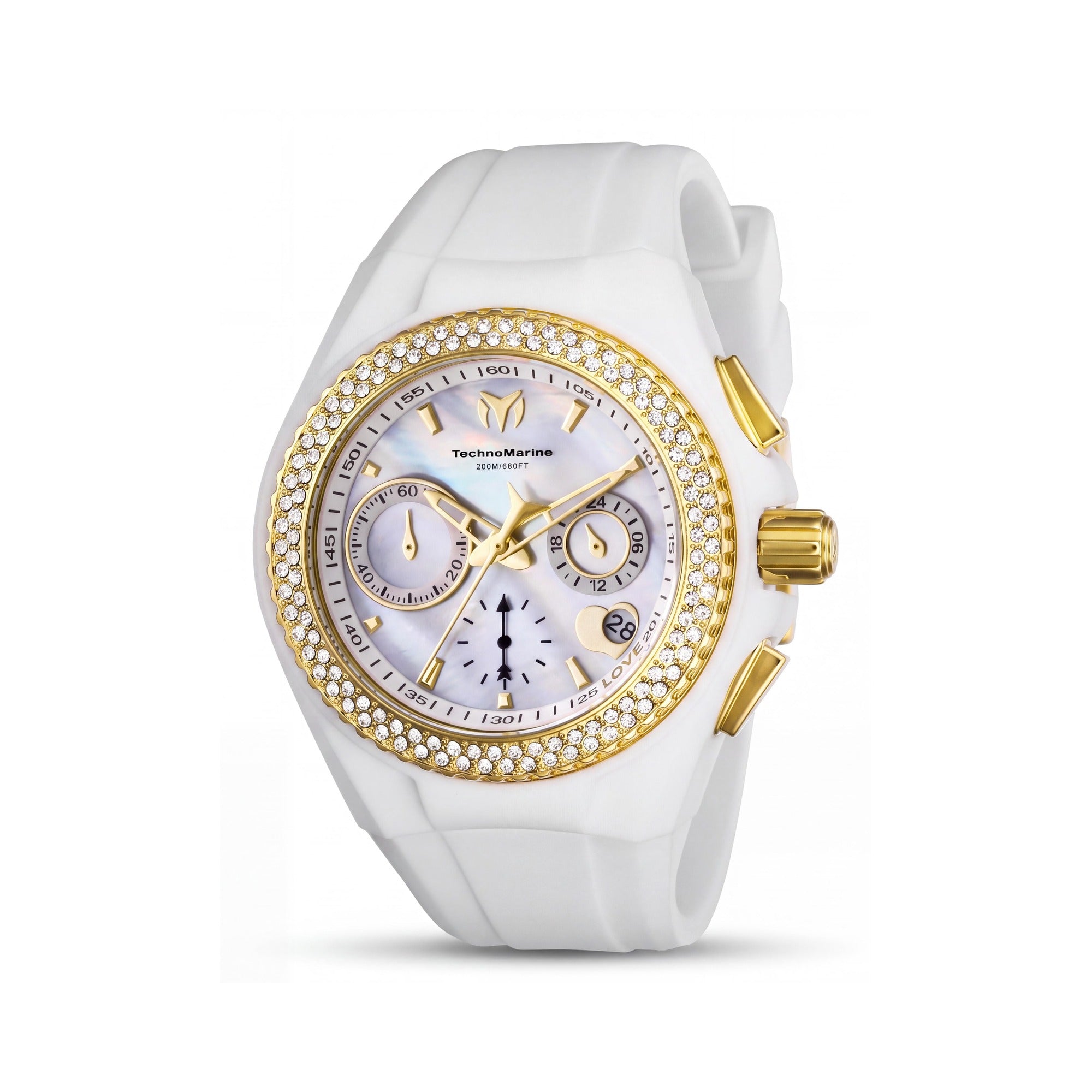 TechnoMarine Cruise TM-117046 Women's 40mm White Stainless Steel Quartz Chronograph Crystal Bezel Watch, Photo 1