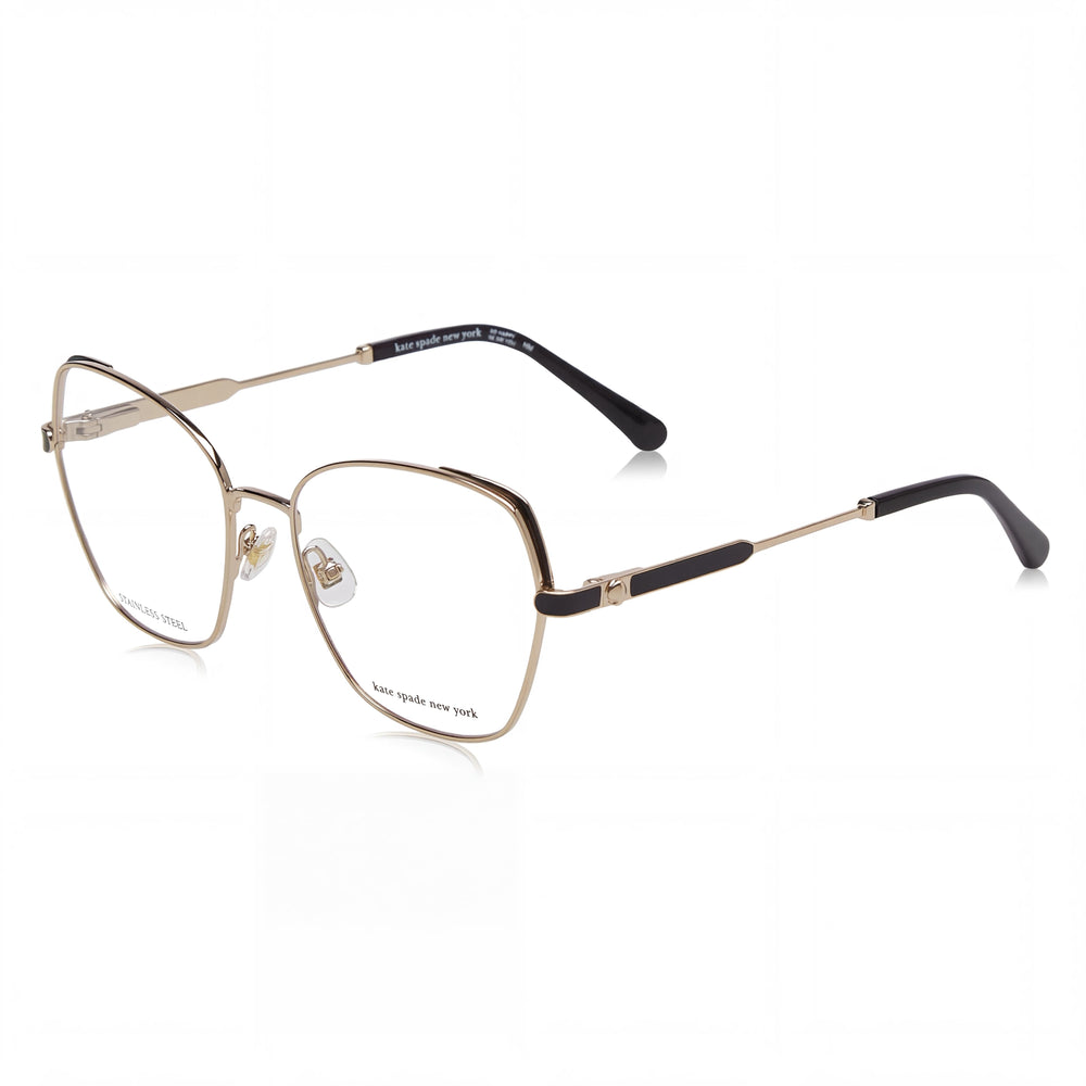 Kate Spade New York Zeena/G - Gafas de demostración para mujer, color dorado, negro, acero inoxidable, transparentes, graduadas, 54 mm