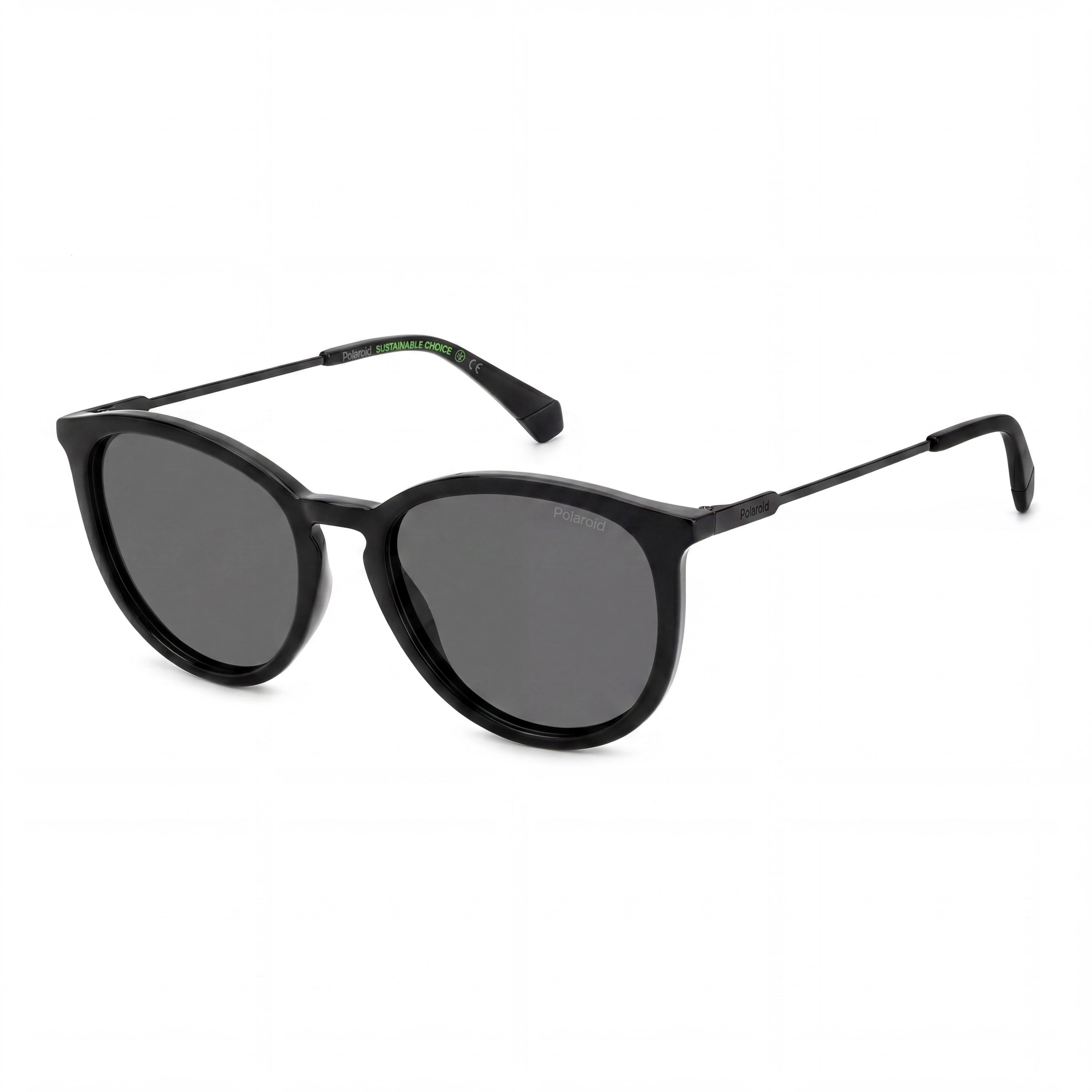 Gafas de sol Polaroid Eyewear modernas para mujer, montura negra de copoliéster ecológico, lentes grises, protección UV 53-18-145, Photo 1