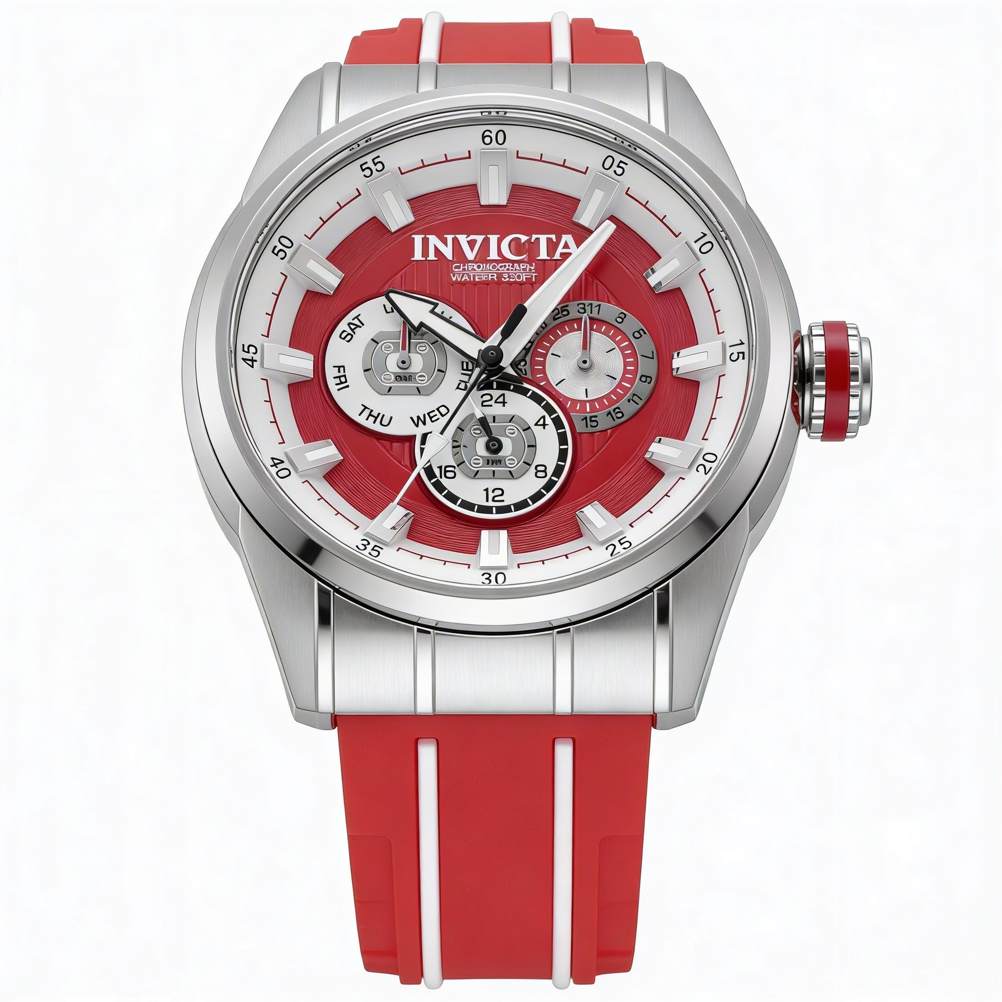 Invicta Speedway 49051 Unisex Quartz Chronograph Watch, Stainless Steel 48mm, Red Dial, Silicone Strap, Photo 1