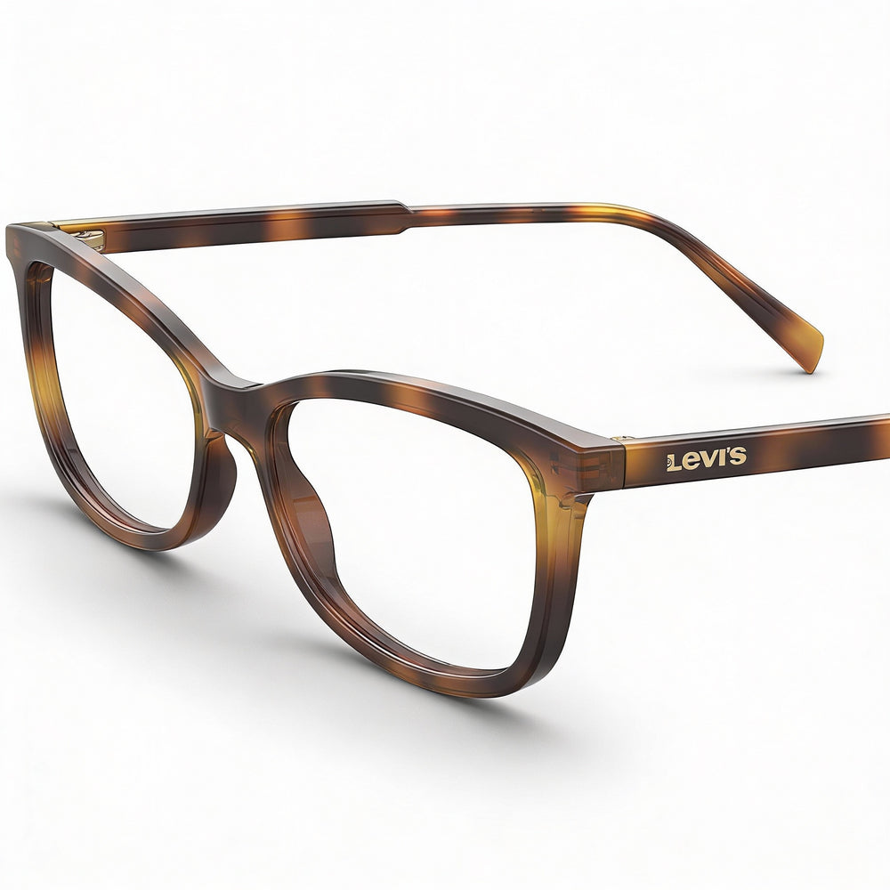 Levi's 1017 Rectangular Prescription Eyeglass Frames Women's Eco Pmma Havana 51mm