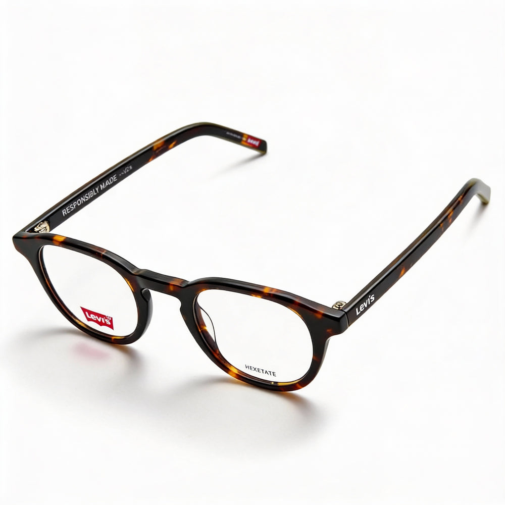 Levi's Modern Lv 1029 Men's Havana Acetate Eyeglasses with Clear Demo Lenses, Prescription Ready, 48mm