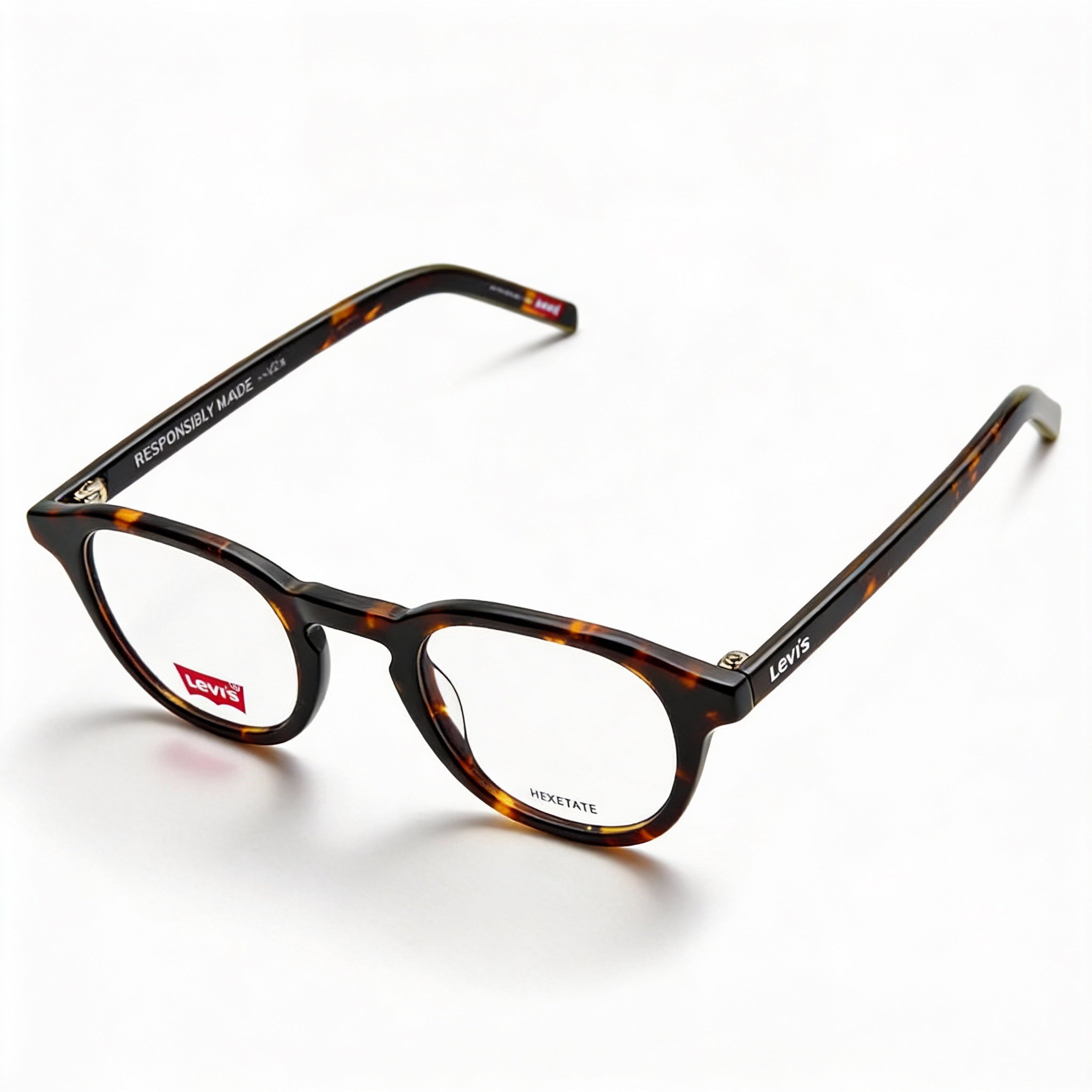 Levi's Modern Lv 1029 Men's Havana Acetate Eyeglasses with Clear Demo Lenses, Prescription Ready, 48mm, Photo 1