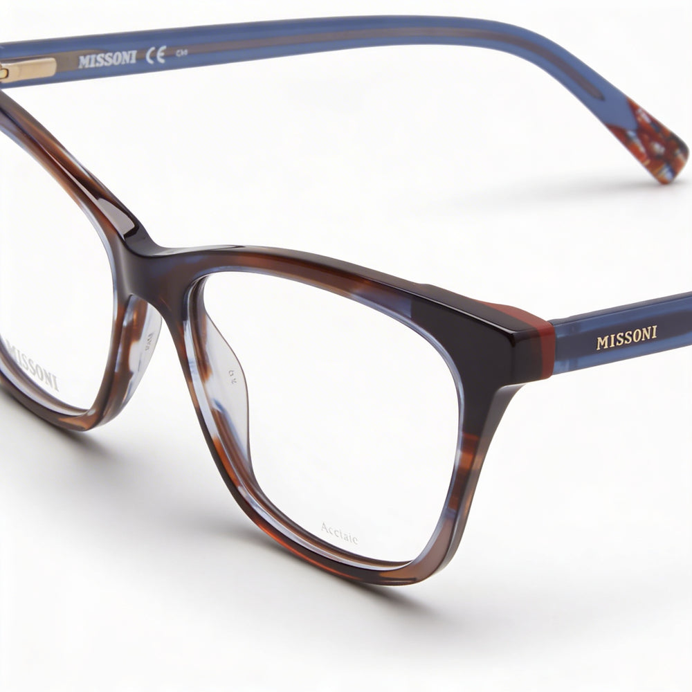 Gafas de sol Missoni Mis 0101 para mujer, montura de acetato marrón y azul con lentes de policarbonato de 53 mm