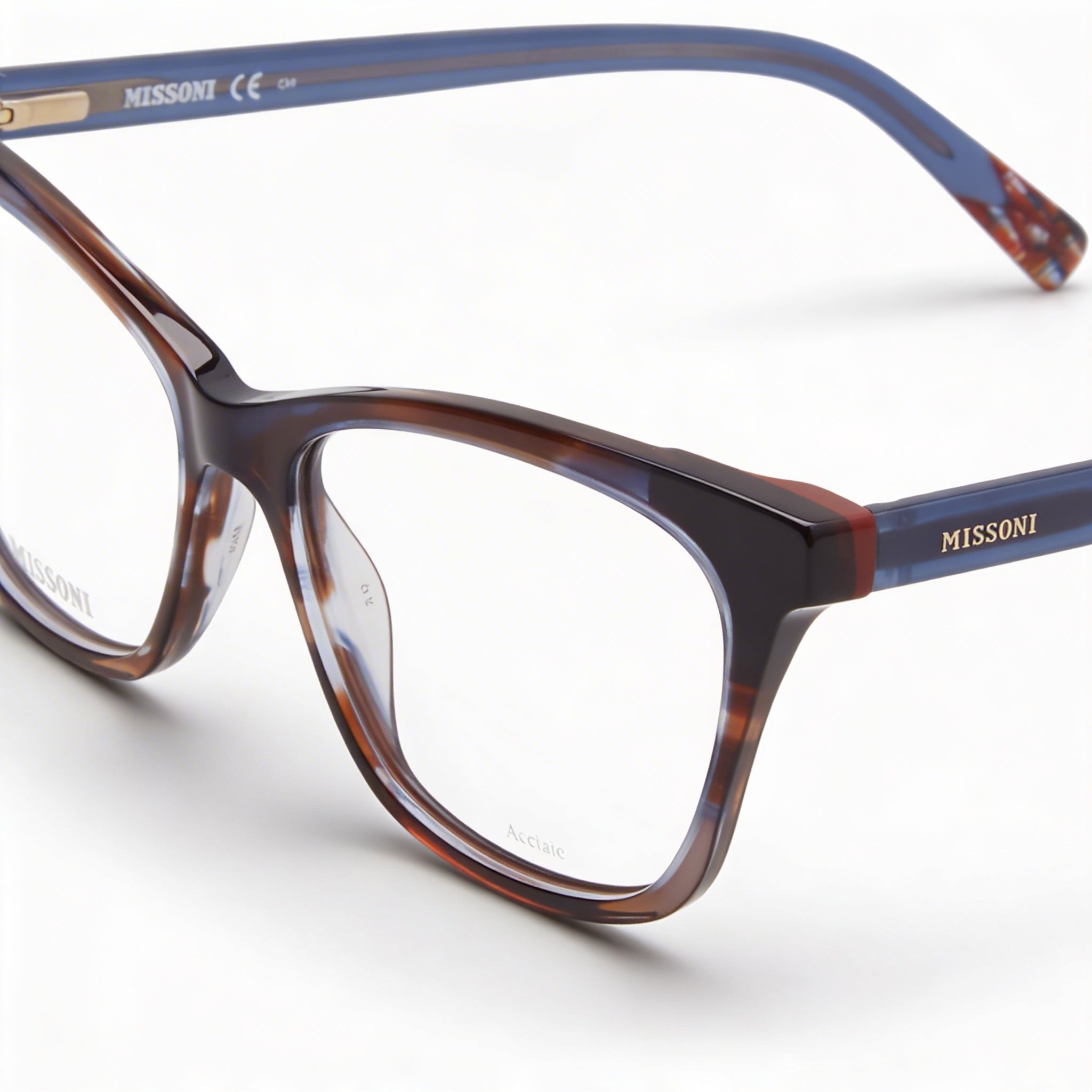 M Missoni Mis 0101 Women's Horn Brown Blue Acetate Frame Eyewear with Polycarbonate Lenses 53mm, Photo 1