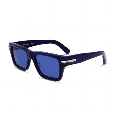 Gafas Ferragamo Sf2033s Unisex con Montura de Titanio Azul y Lentes Azules, Protección 53mm