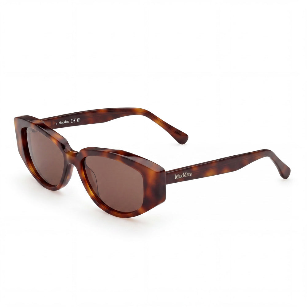 Gafas de Sol Casuales MaxMara para Mujer con Montura de Acetato Marrón Oscuro Habana, Ancho de Lente de 52 mm, Puente de 14 mm, Patilla de 140 mm