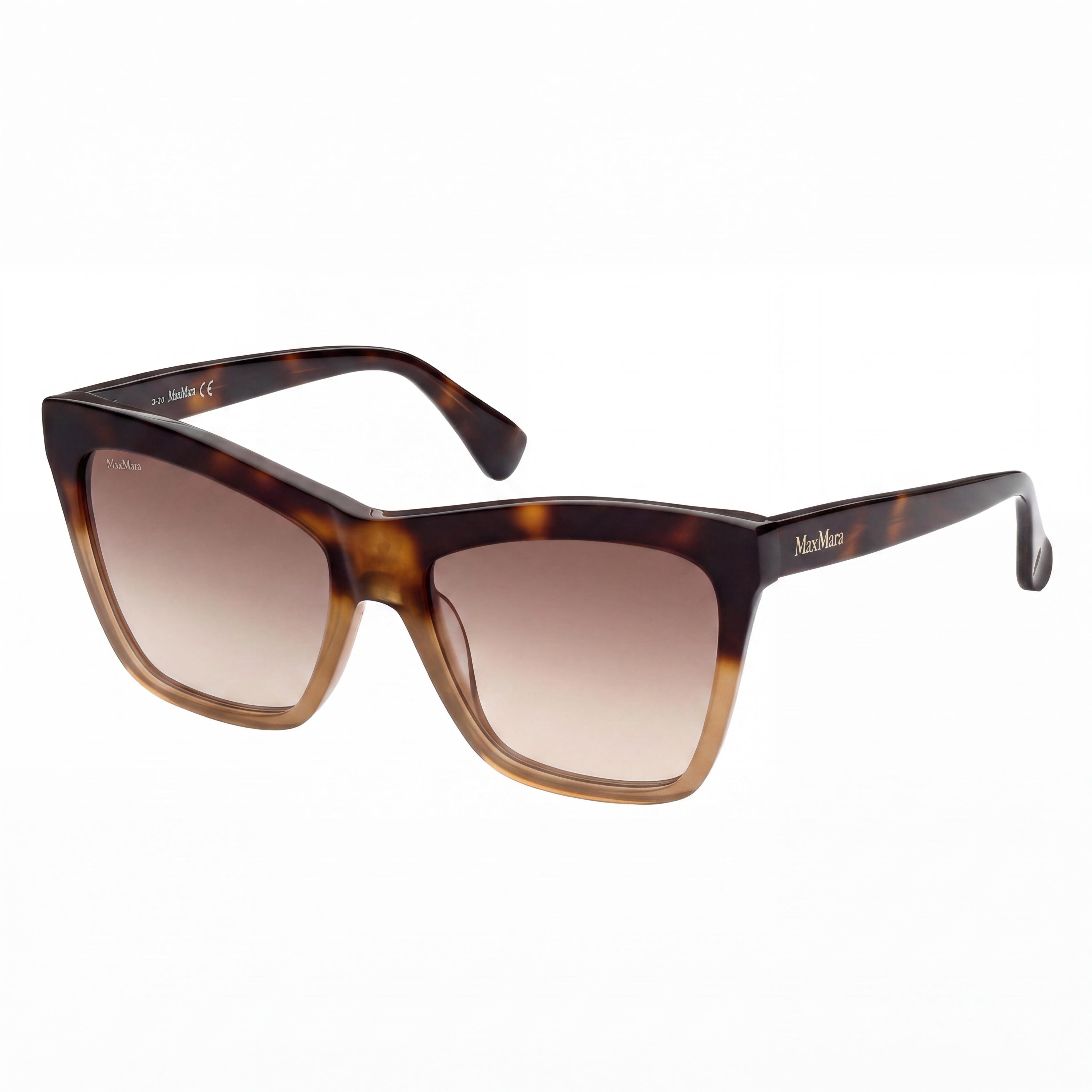 Gafas de sol MaxMara Mm0008 Logo2 para mujer, montura de plástico marrón y habana oscuro, 55 mm, protección UV marrón degradado, Photo 1