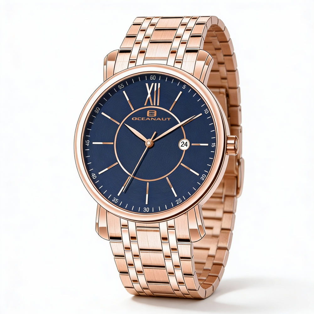 Reloj de cuarzo Oceanaut para hombre, caja y pulsera de acero inoxidable azul, cronógrafo, movimiento de cuarzo, resistente al agua.