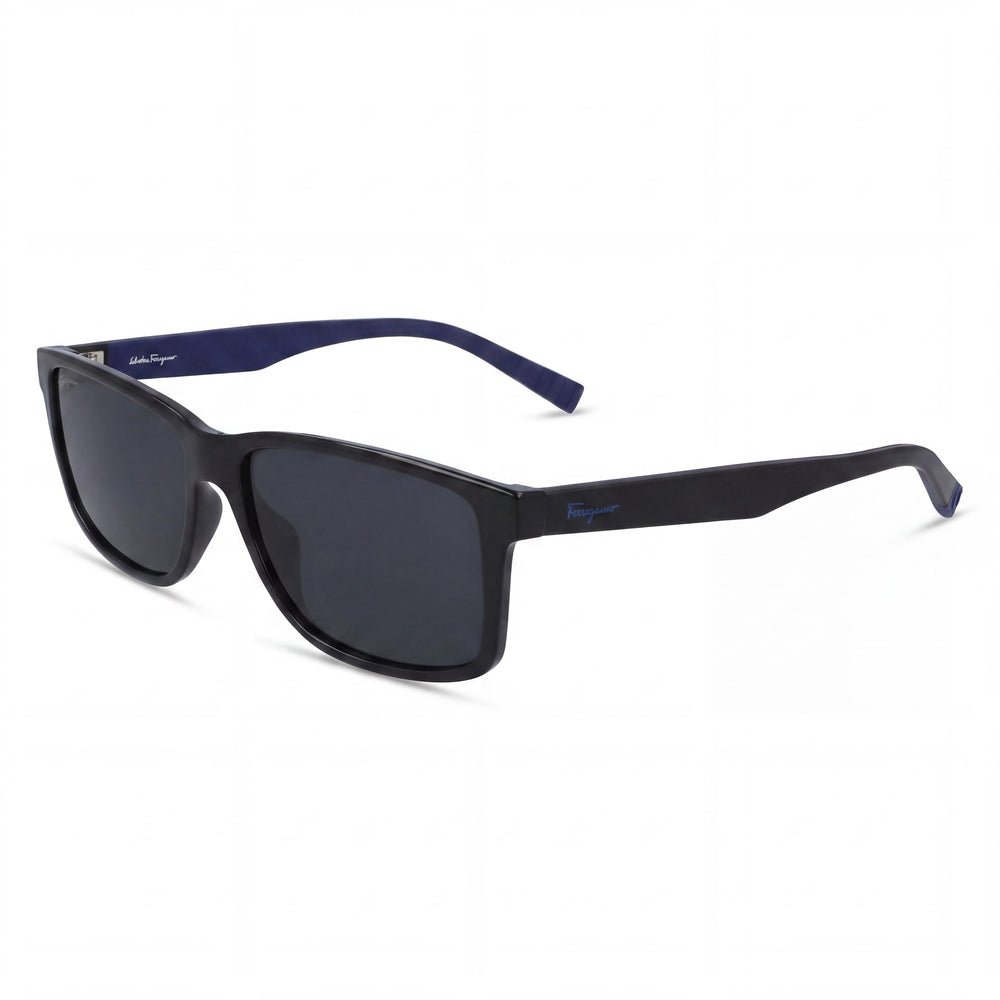 Salvatore Ferragamo Gafas de sol para hombre Plástico Negro Mate Negro Azul 57mm