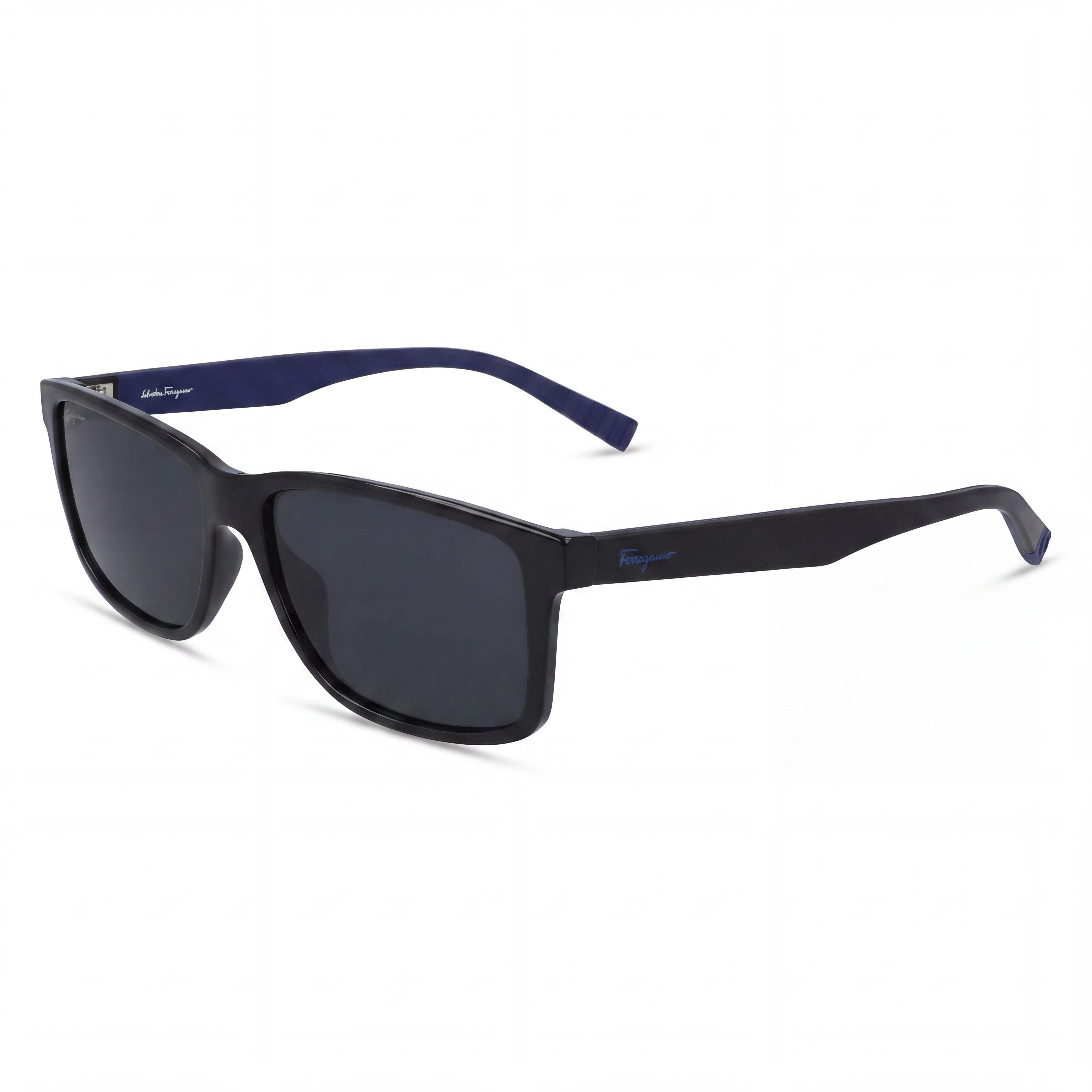 Salvatore Ferragamo Gafas de sol para hombre Plástico Negro Mate Negro Azul 57mm, Photo 1