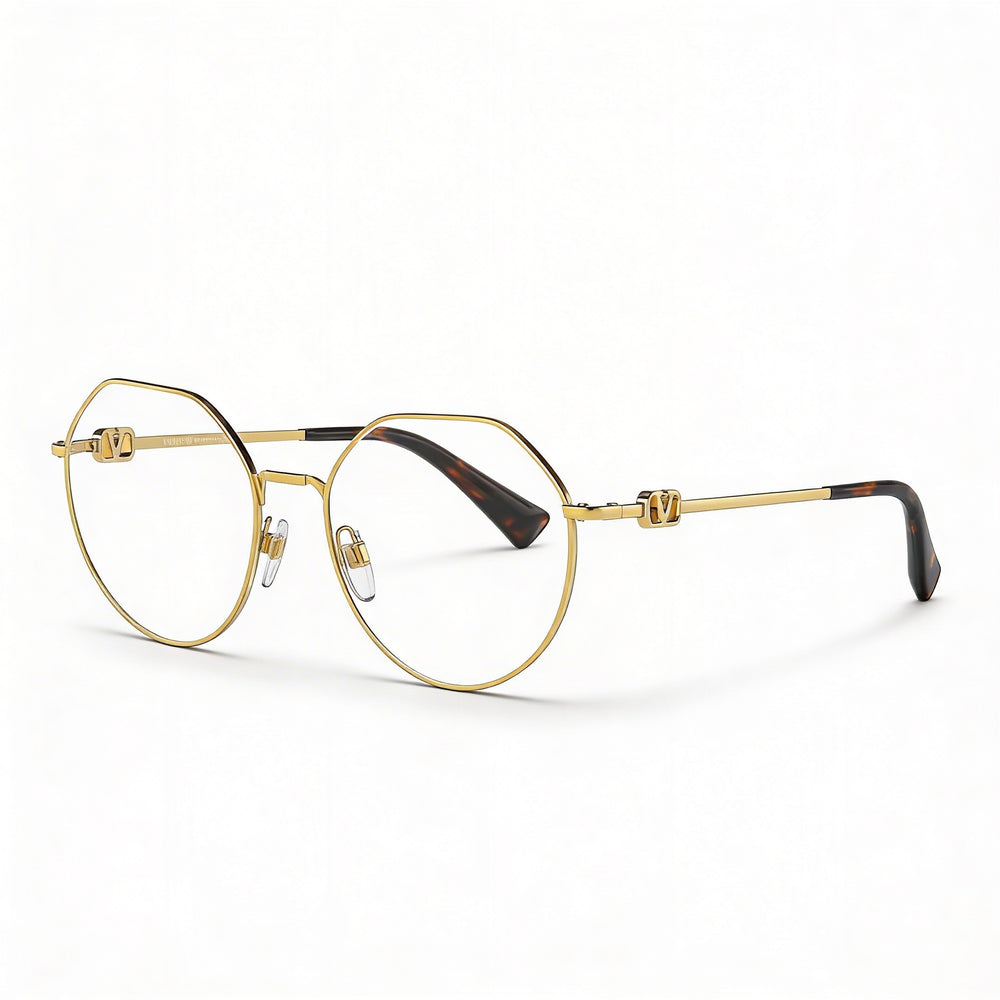 Valentino VA1021 3002 Women's Modern Gold Metal Full Rim Oval Prescription Eyeglasses 52mm