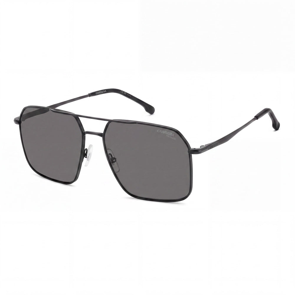 Carrera Casual Men's Matte Black Stainless Steel Grey Polarized UV 400 Sunglasses 59-16-145