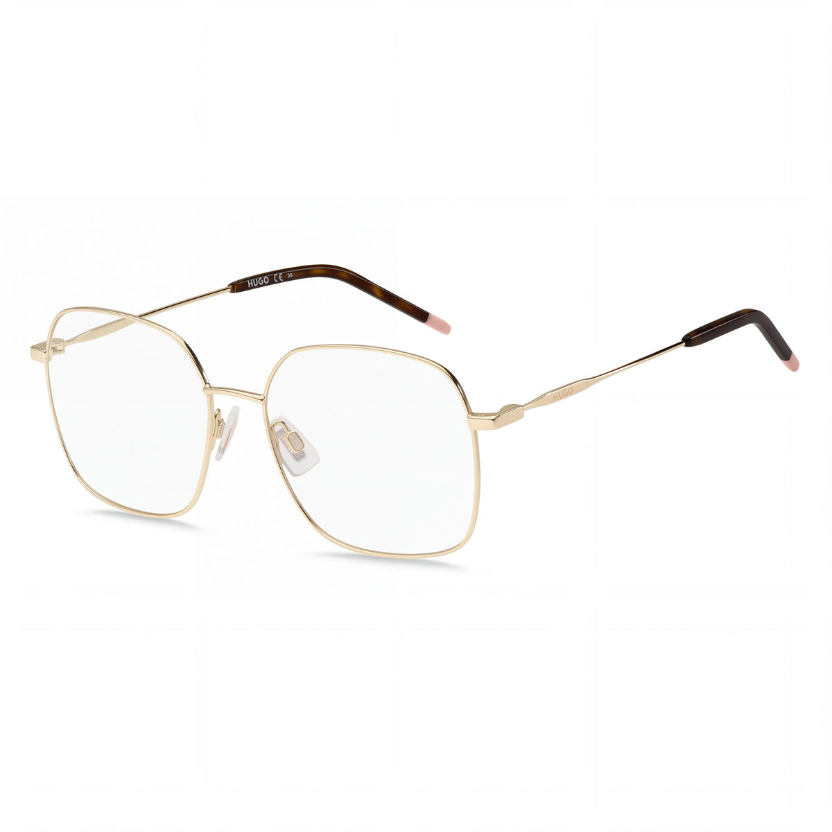 HUGO Modern Women's Metal Gold Prescription Ready Optical Frames with Clear Demo Plastic or Polycarbonate Lenses, Size 55-17-140mm, Photo 1