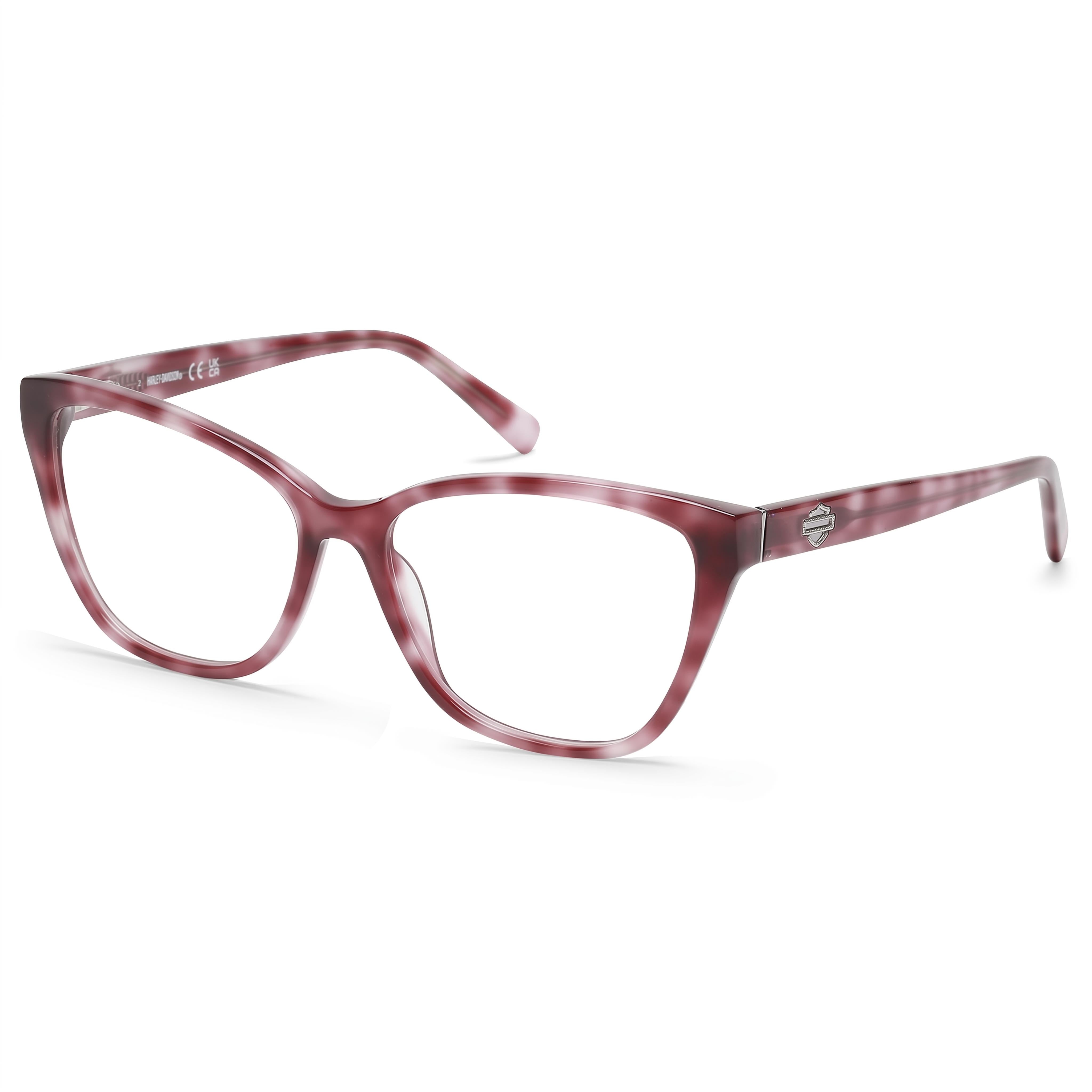Harley-Davidson Hd0573 Unisex Cat-Eye Plastic Eyeglasses with Polarized Clear Lenses Bordeaux 54mm, Photo 1
