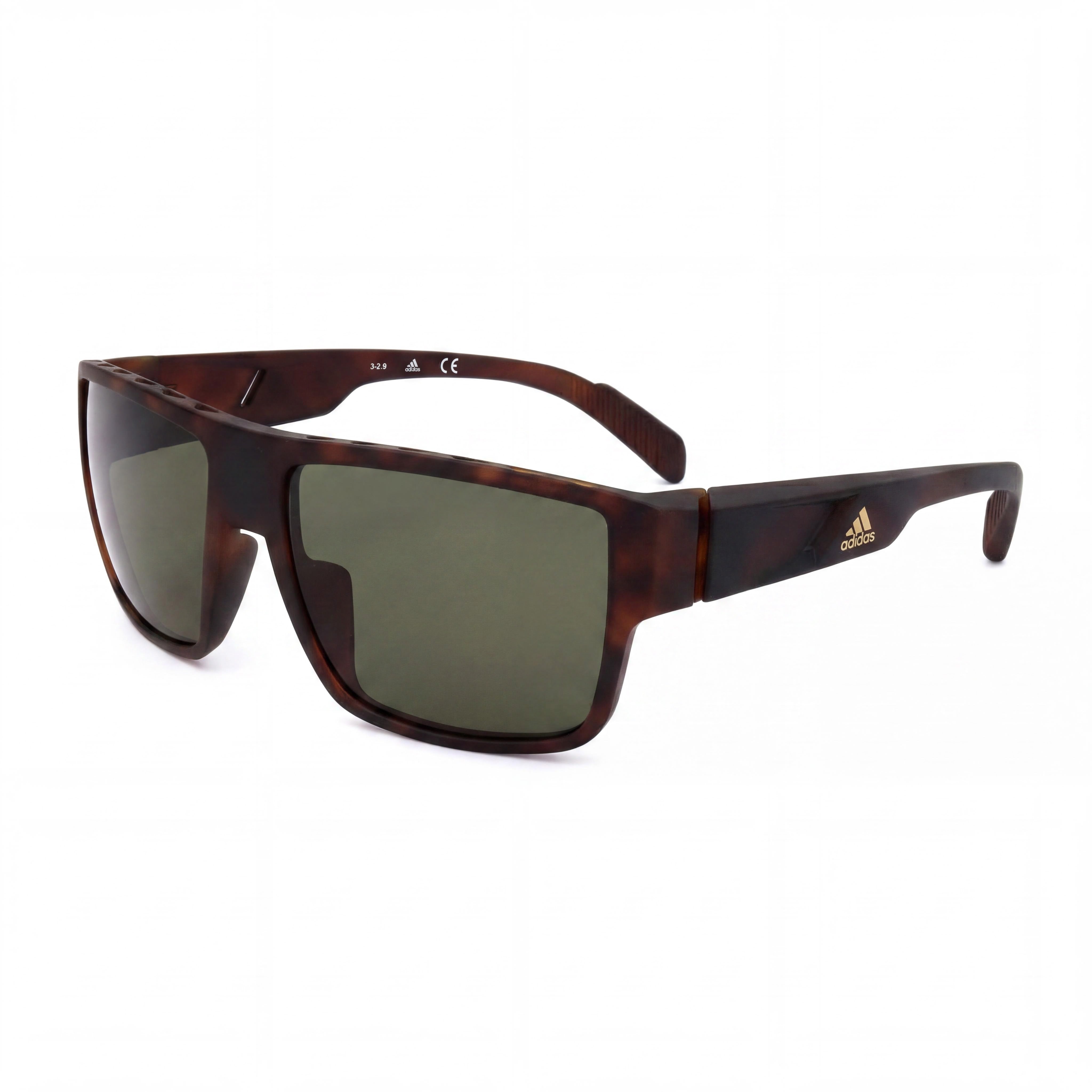 Adidas Men's SP0006 Dark Havana Green Lens Rectangular Composite Sunglasses 57mm UV Protected, Photo 1