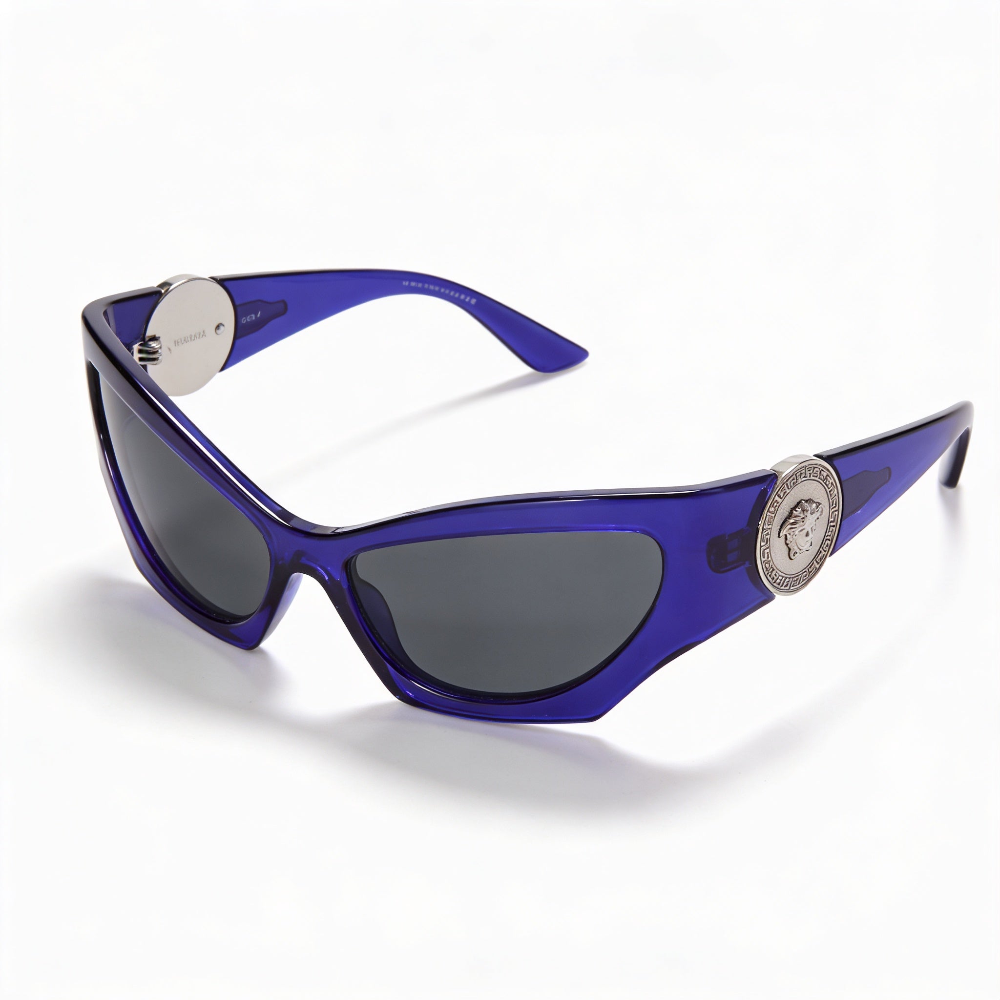 Gafas de sol Versace Cat Eye para mujer, transparentes, violeta, gris oscuro, de acetato, con protección UV, 60 mm, Photo 1