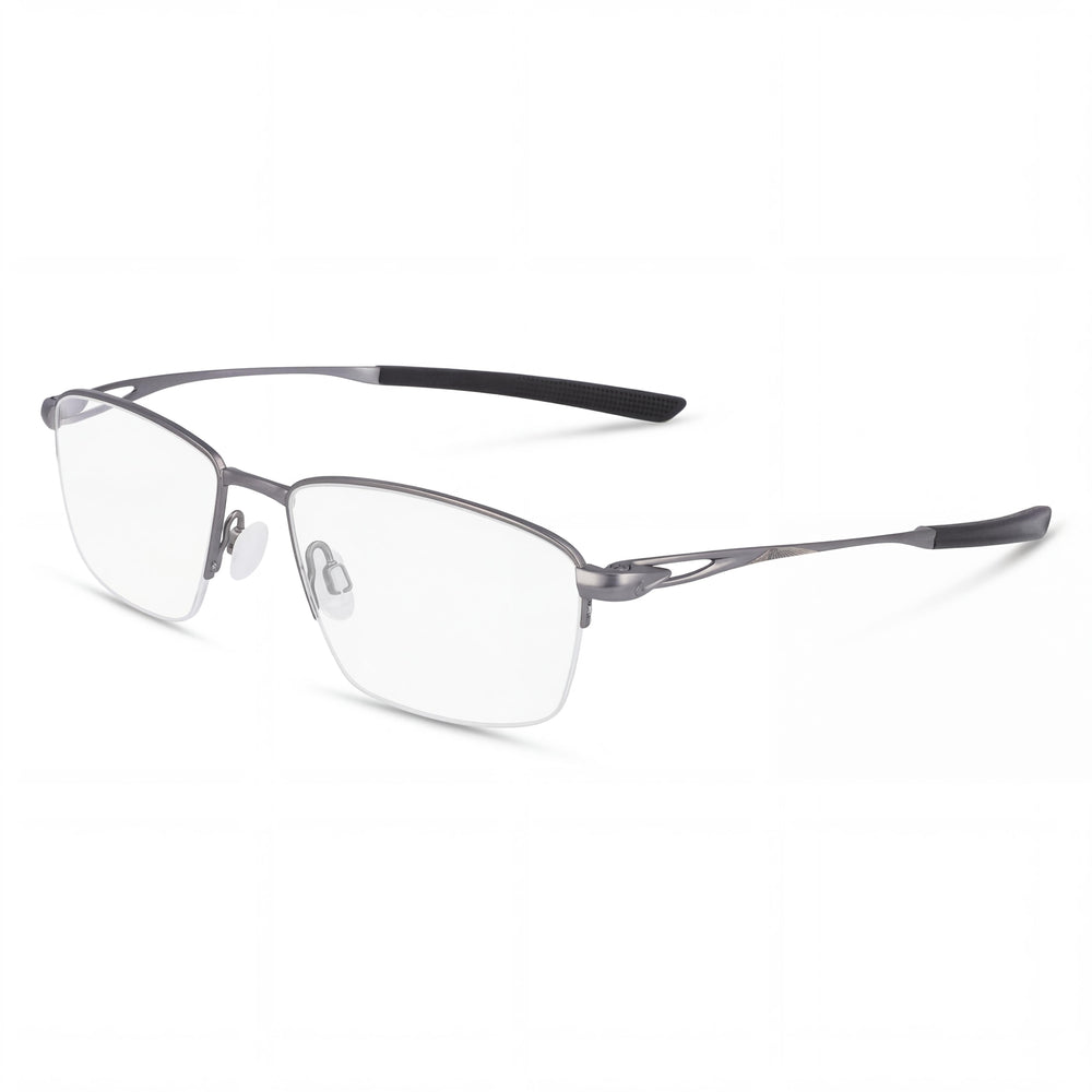 Nike 6045 Unisex Gunmetal Titanium Semi-Rim Rectangle Prescription-Ready Eyeglasses 52-18-140