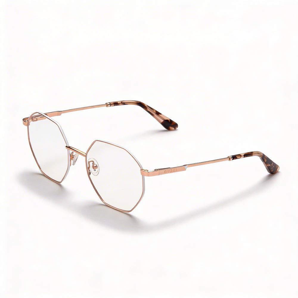 Guess GU2849 Women's Square Full Rim Metal Frame Eyeglasses Shiny Rose Gold 56-19-140mm