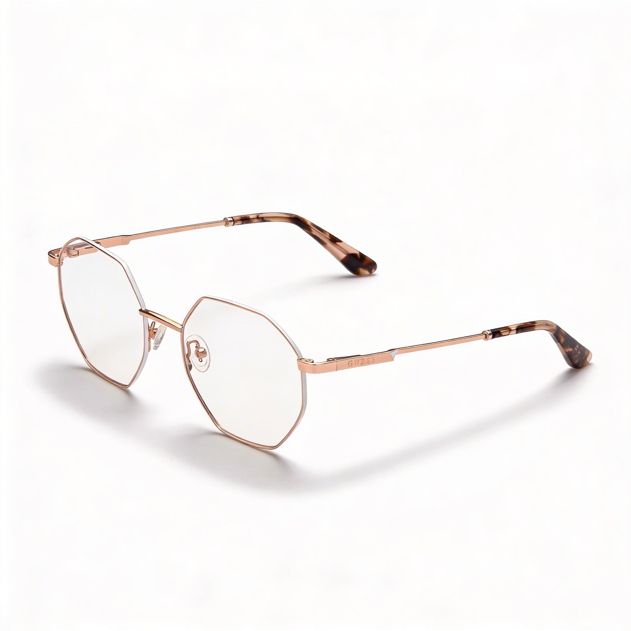 Guess GU2849 Women's Square Full Rim Metal Frame Eyeglasses Shiny Rose Gold 56-19-140mm, Photo 1