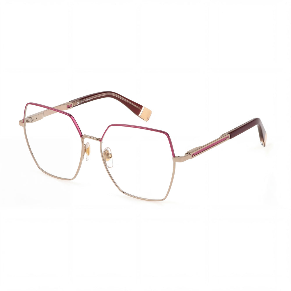 Furla Gafas de sol casual de metal para mujer, Oro Rosso C/Parti Fuxia Pieno Lucido, lente transparente, 55 mm