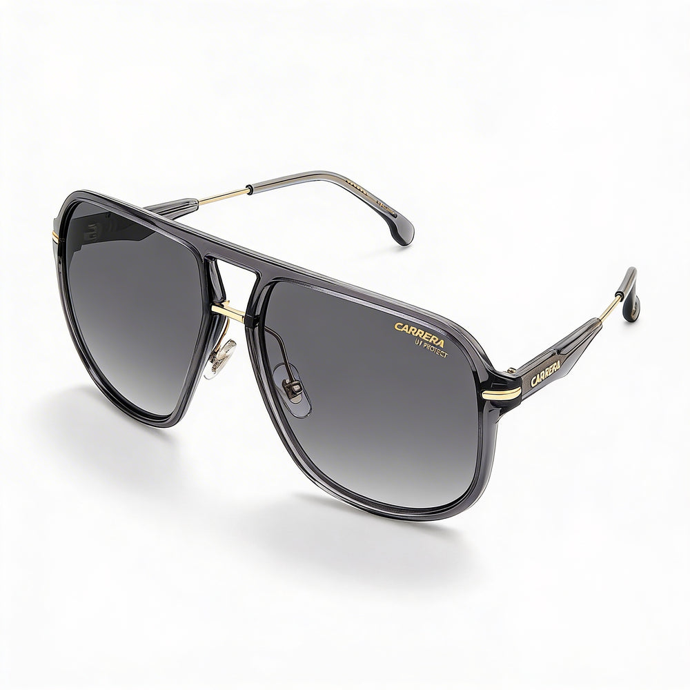 Gafas de sol Carrera Classic unisex con montura de poliamida gris transparente, cristales gris oscuro degradados sin polarizar, protección UV, aptas para lentes recetadas, 60 mm