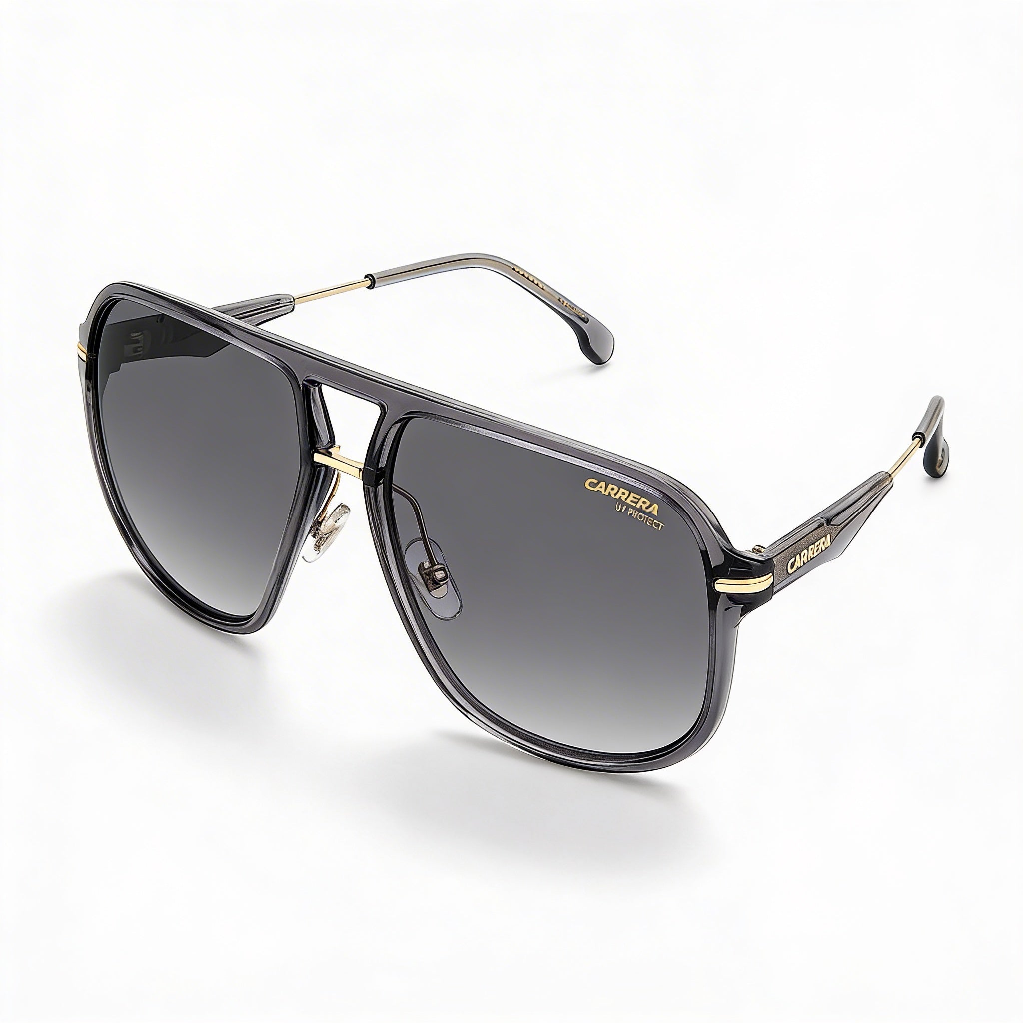 Gafas de sol Carrera Classic unisex con montura de poliamida gris transparente, cristales gris oscuro degradados sin polarizar, protección UV, aptas para lentes recetadas, 60 mm, Photo 1