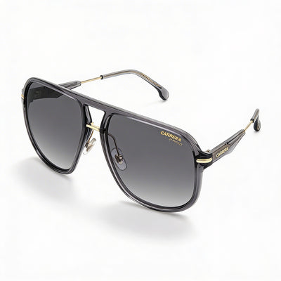 Gafas de sol Carrera Classic unisex con montura de poliamida gris transparente, cristales gris oscuro degradados sin polarizar, protección UV, aptas para lentes recetadas, 60 mm