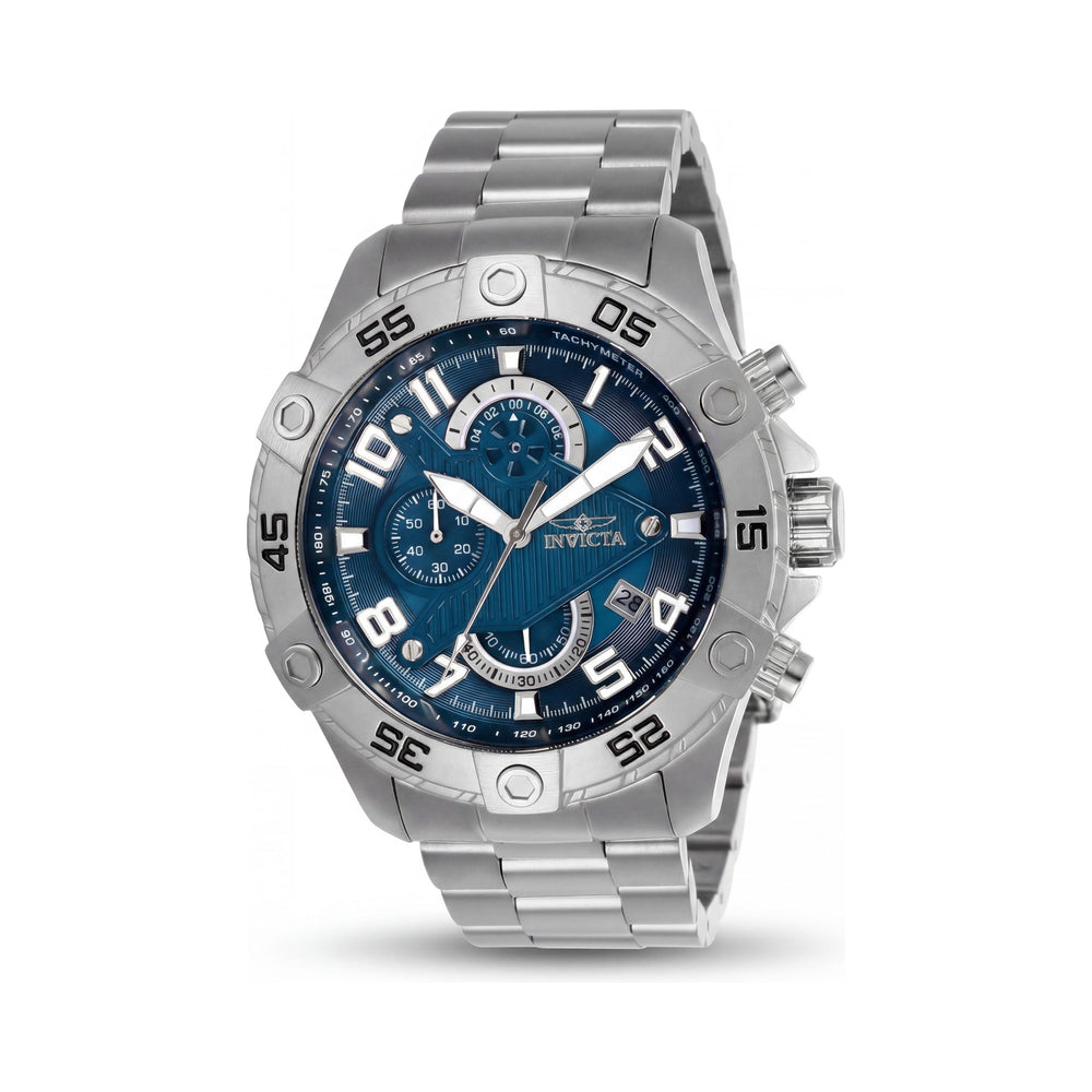 Invicta S1 Rally 26094 Reloj cronógrafo unisex de acero inoxidable tono plateado con esfera azul 48mm