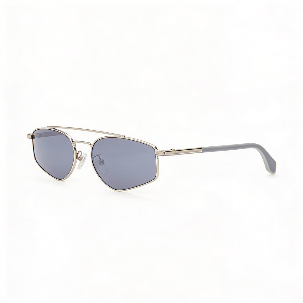 Adidas Unisex Metal Frame Sunglasses, Shiny Palladium Frame, Smoke Mirror Lens, 100% UV Protection 55-17-140