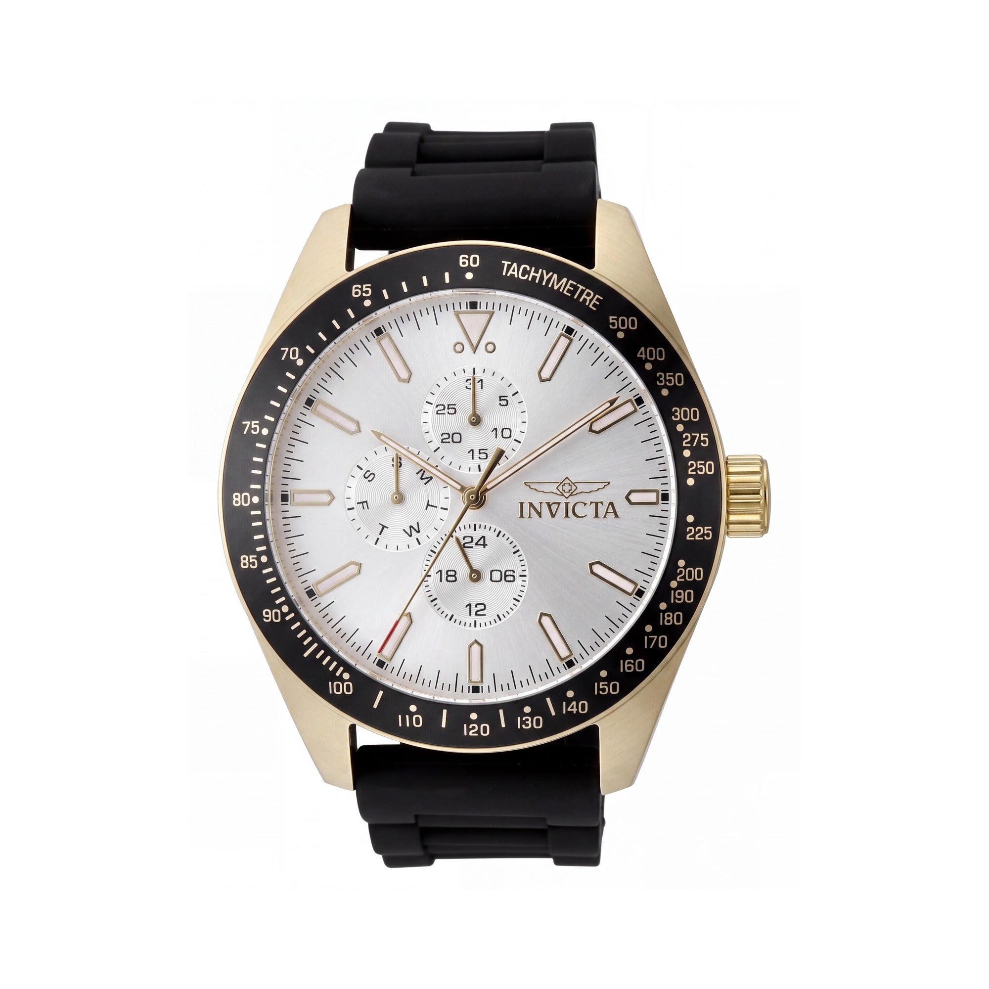 Invicta Aviator 48857 Unisex Quartz Watch, Gold, Stainless Steel Case, Silver Dial, 45mm, Photo 1