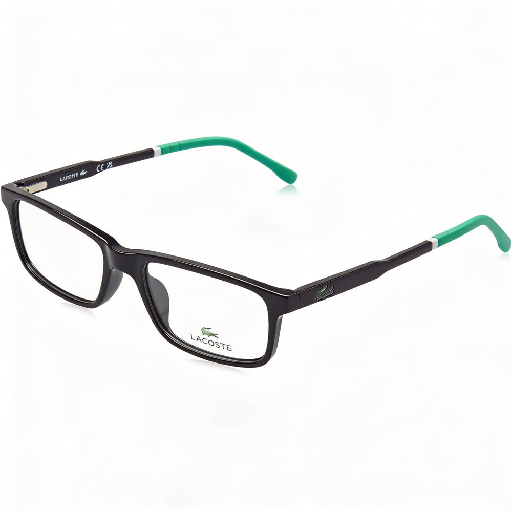 Gafas modernas para hombre Lacoste con montura de inyección negra, lentes de policarbonato, tamaño 49-16-140 mm