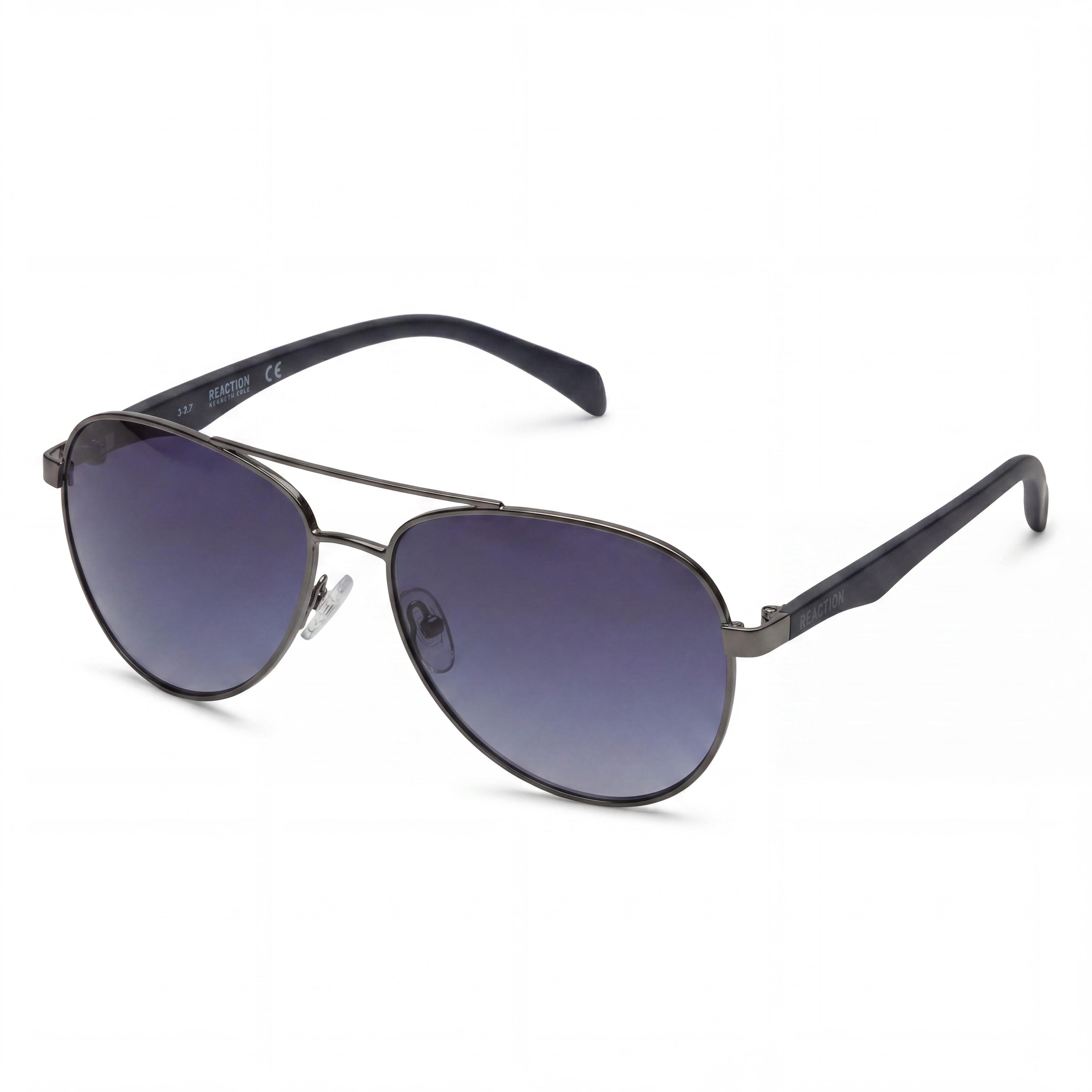 Kenneth Cole KC1318 Gafas de sol de aviador para hombre, montura metálica completa, metal bruñido brillante, lentes ahumadas, protección UV del 100%, 58 mm, Photo 1