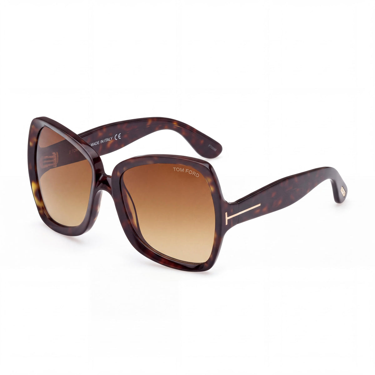 Gafas de sol Tom Ford Clásico para mujer, montura de plástico marrón habana oscuro degradado, lentes negras de 60 mm, Photo 1