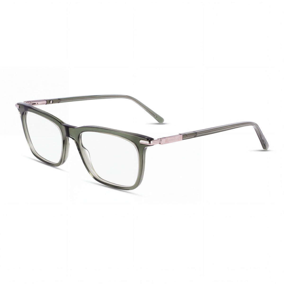 Gafas graduadas unisex Salvatore Ferragamo Sf3007, montura de acetato verde transparente, tamaño 56 mm, Photo 1