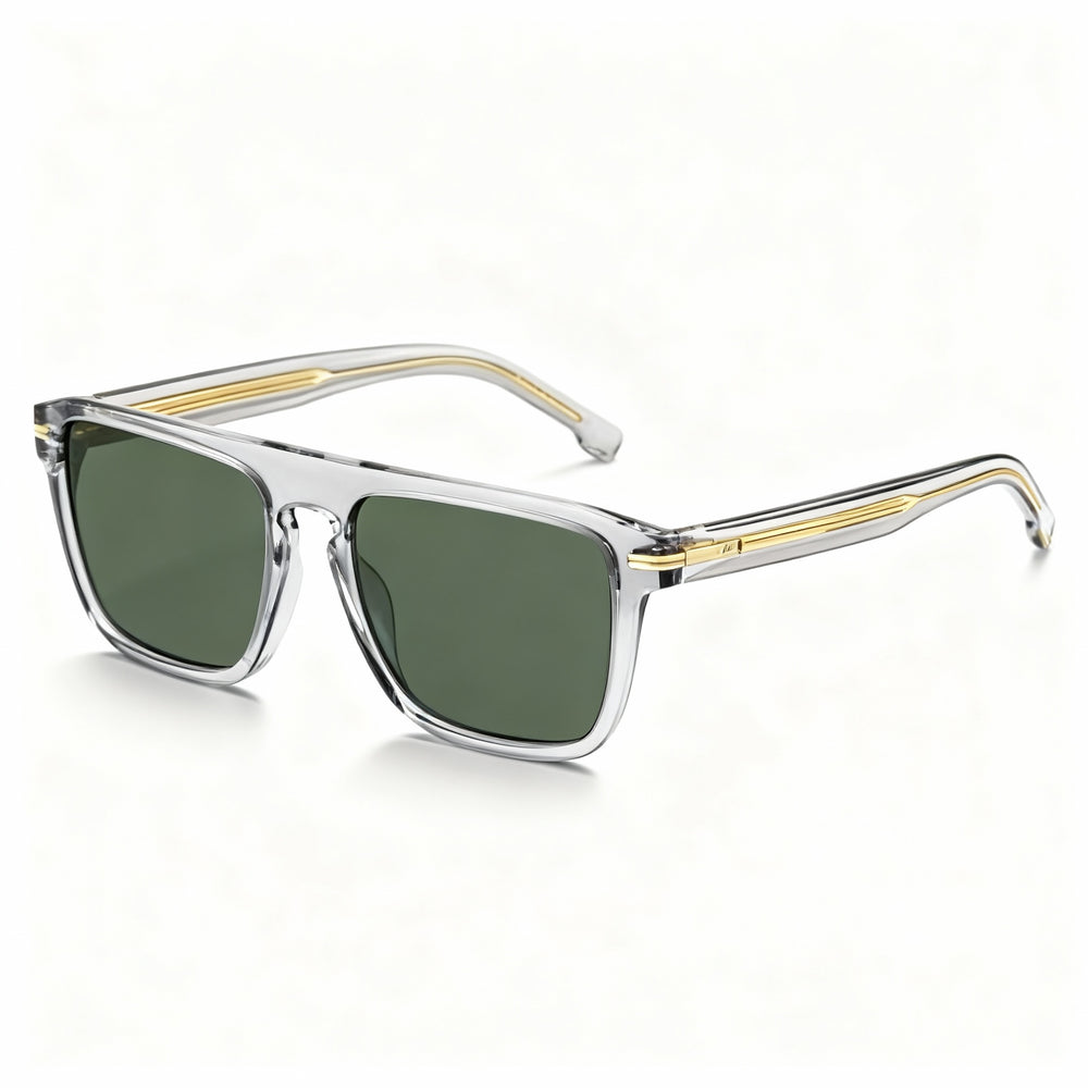 Hugo Boss BOSS 1599/S Women's Contemporary Grey Green Frame, Grey Lens, Eco Acetate Rectangular Non-Polarized Sunglasses 56mm