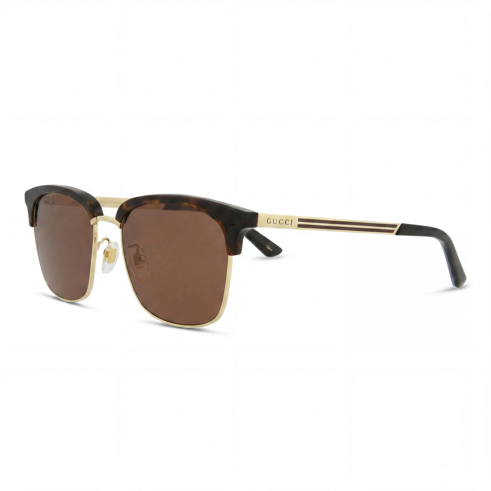 Gucci Unisex Square/Rectangle Havana Gold Brown Plastic Anti-Reflective UV Protection Sunglasses 55mm