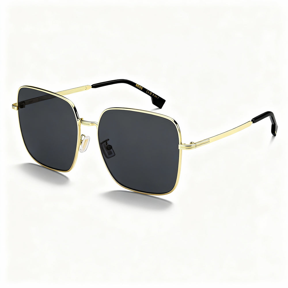 Gafas de sol Hugo Boss 1613/F/SK para mujer, cuadradas, de acero inoxidable, color gris dorado, con lentes grises, talla 59-17-145