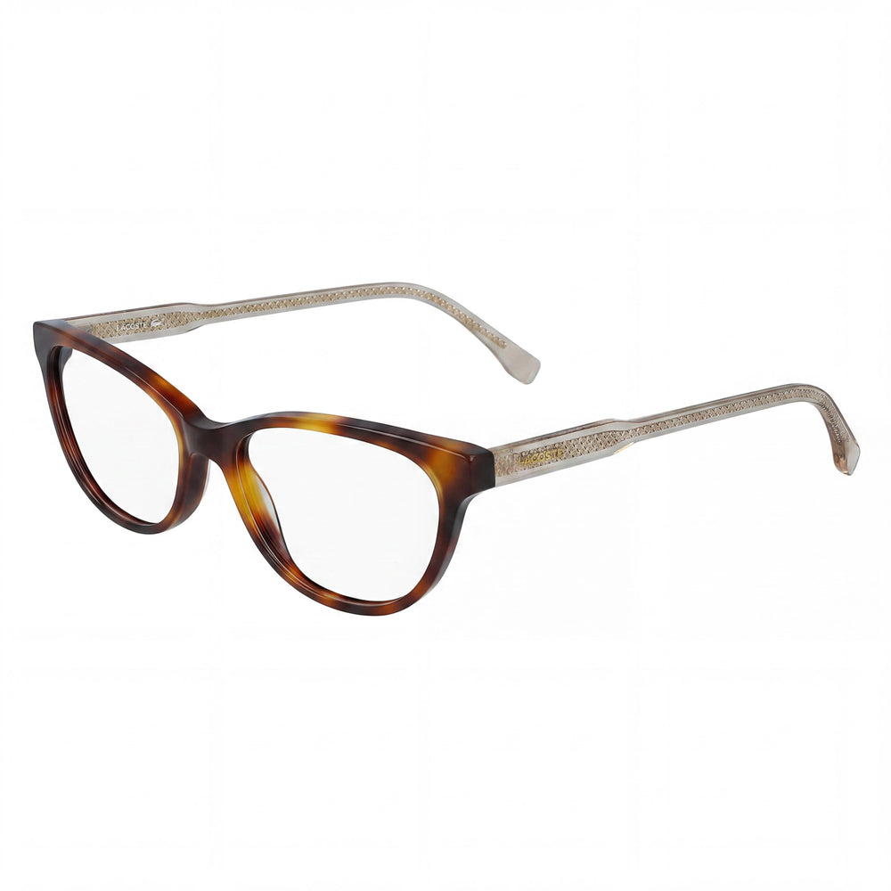 Gafas Unisex Lacoste con Montura de Metal Moderna en Havana, Aptas para Graduación con Lentes de Demostración Transparentes, 53mm