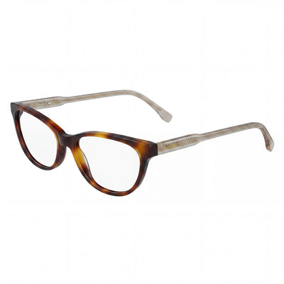 Gafas Unisex Lacoste con Montura de Metal Moderna en Havana, Aptas para Graduación con Lentes de Demostración Transparentes, 53mm