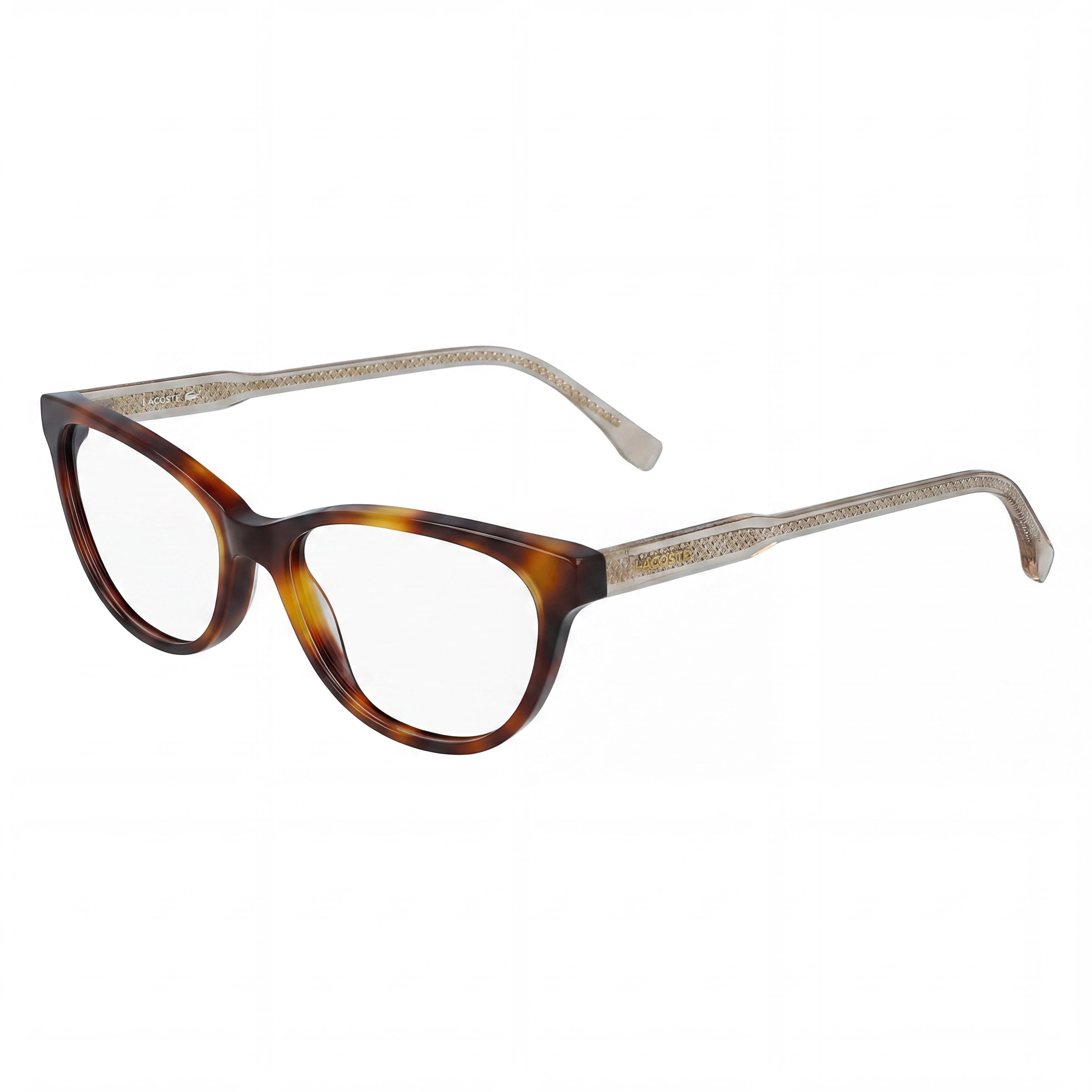 Gafas Unisex Lacoste con Montura de Metal Moderna en Havana, Aptas para Graduación con Lentes de Demostración Transparentes, 53mm, Photo 1