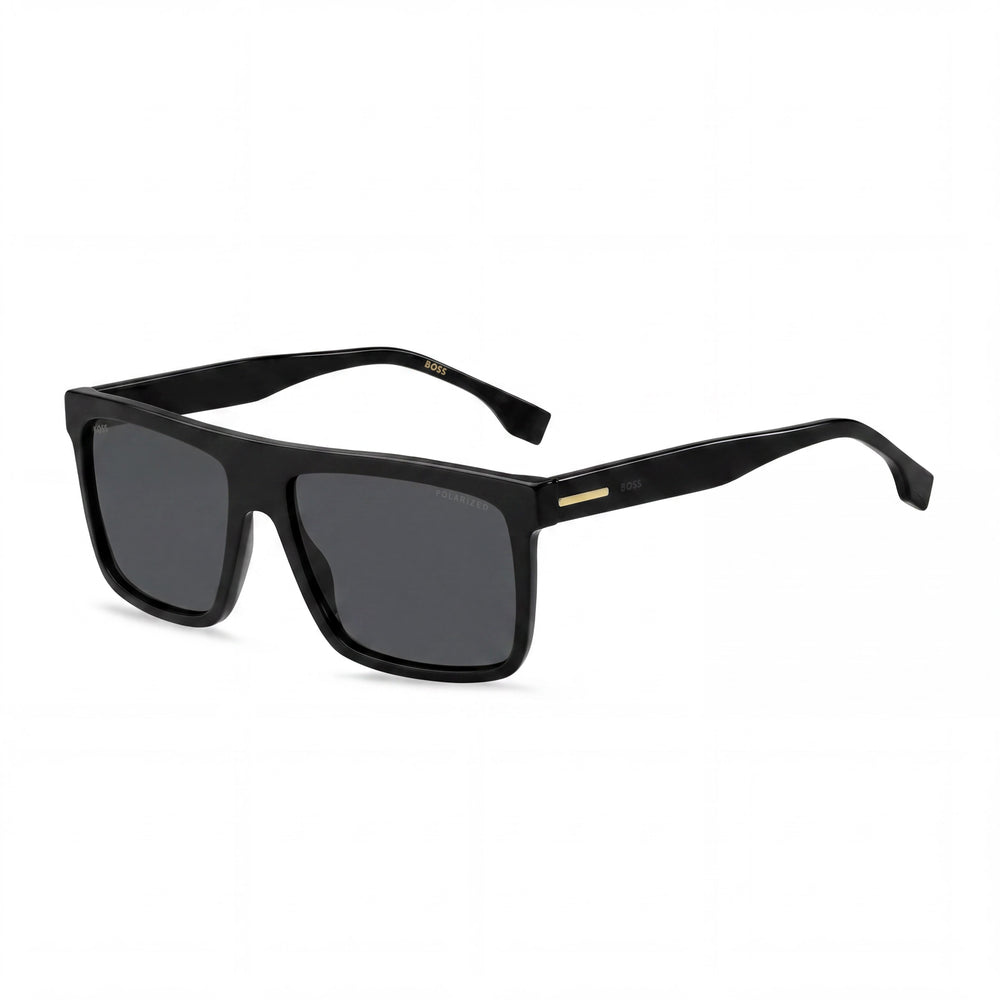 Hugo Boss 1440/S Unisex Square Acetate Black Grey Frame Gray Gradient Polarized UV Protection Sunglasses 59-17-150