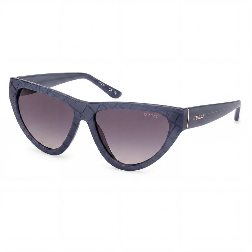 GUESS Modern Women's Light Blue Plastic Cat Eye Frame UV Protection Polycarbonate Gradient Smoke Sunglasses