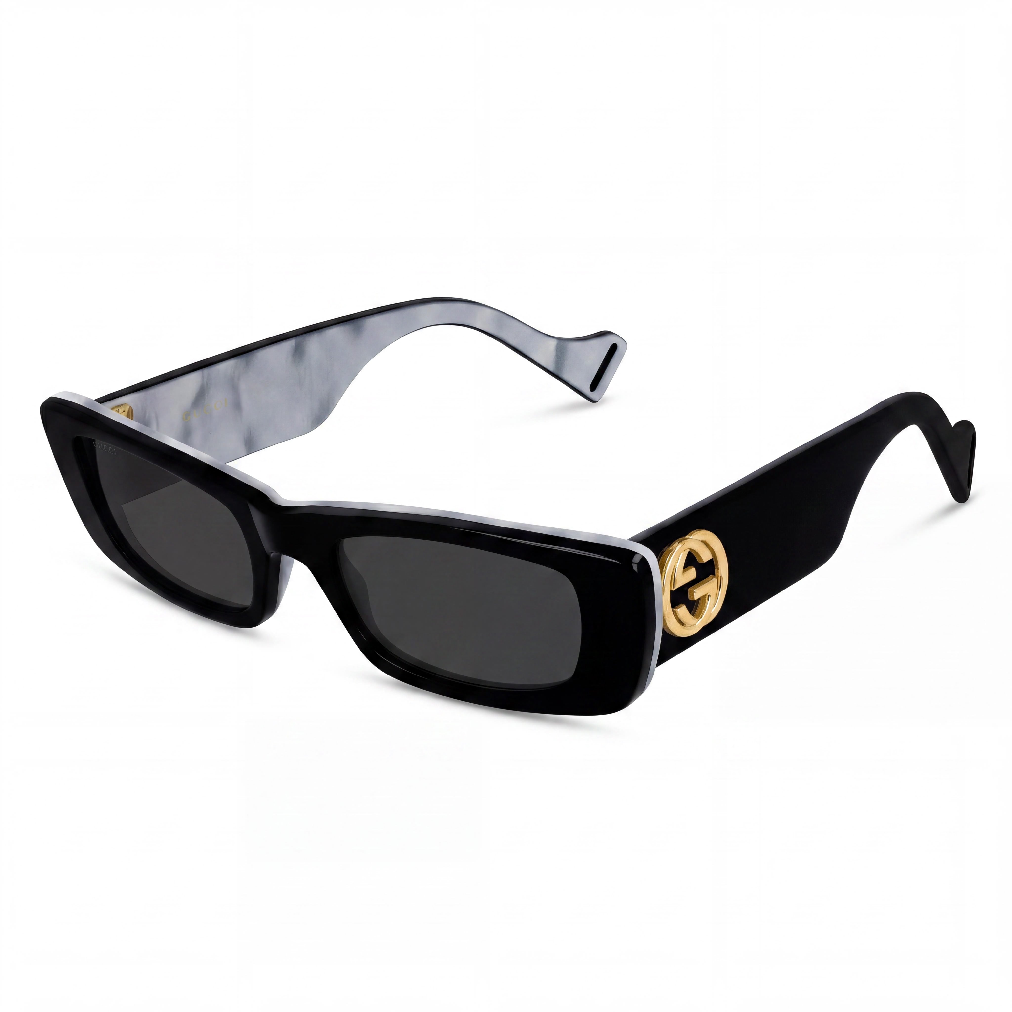 Gucci Seasonal Icon Women's Rectangle Acetate Frame, Black White Mother-of-pearl Grey / Black Grey Gradient UV Lenses, 52mm, Photo 1