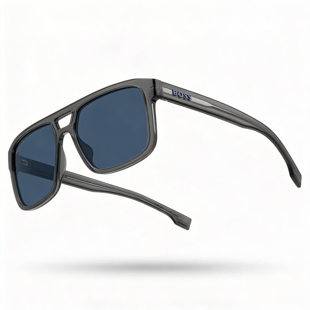 Hugo Boss Modern Men's Black Gray ECO CELLULOSE P.INJ Frame Blue Non-Polarized UV Protection Sunglasses 56mm